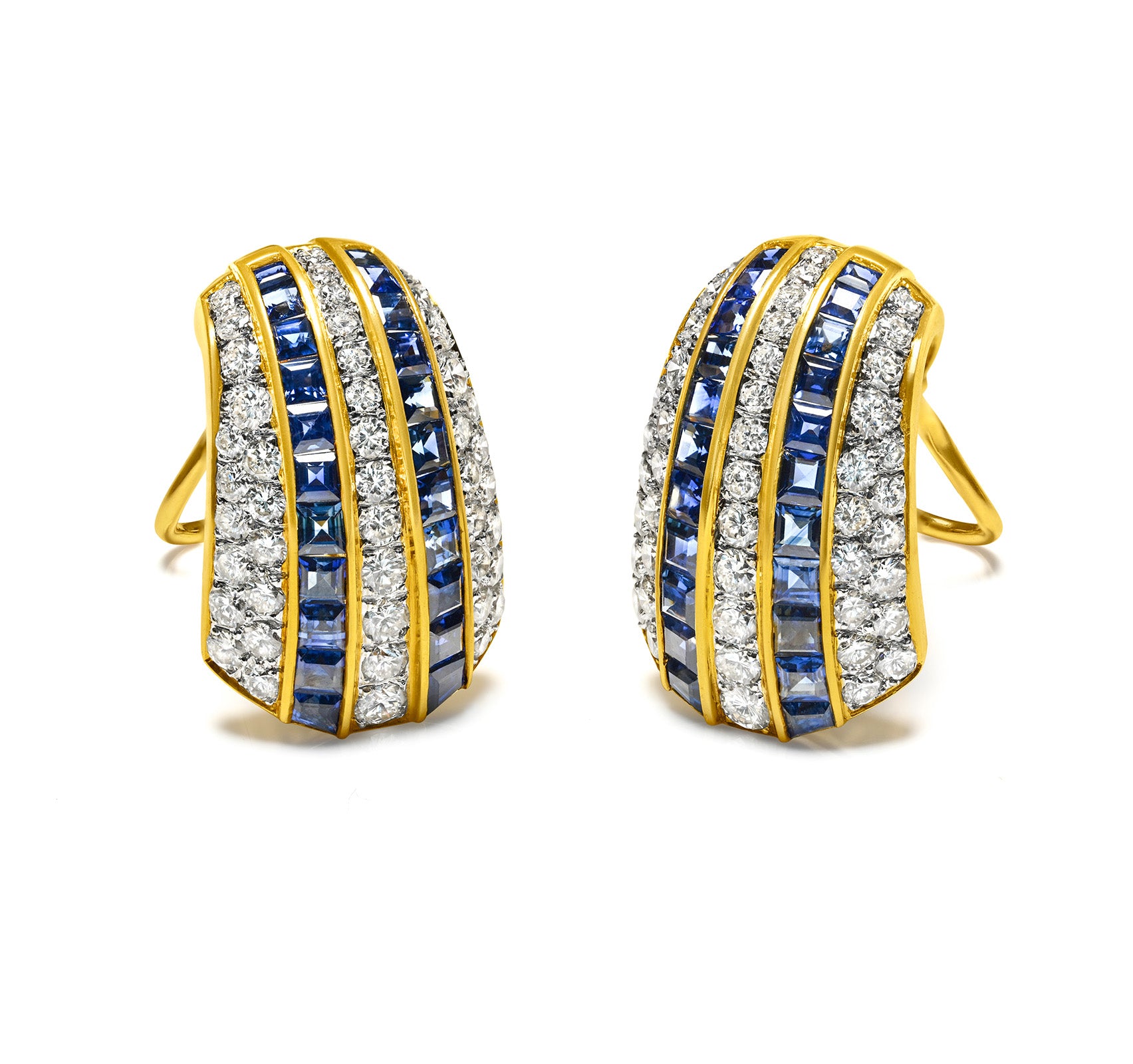 Vintage Diamond and Sapphire 18K Earrings