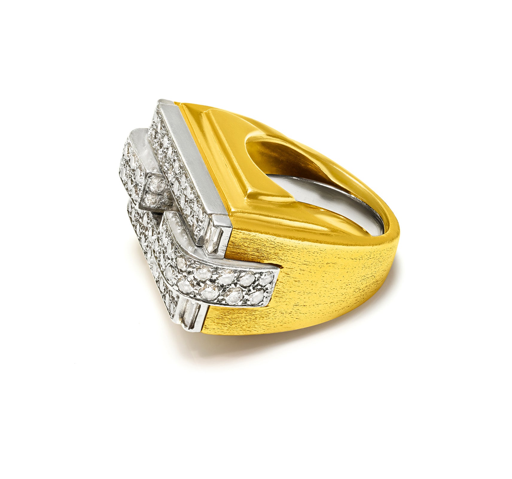 2.40 ctw Diamond Cocktail Ring in 18K Gold – Vintage Geometric Platinum