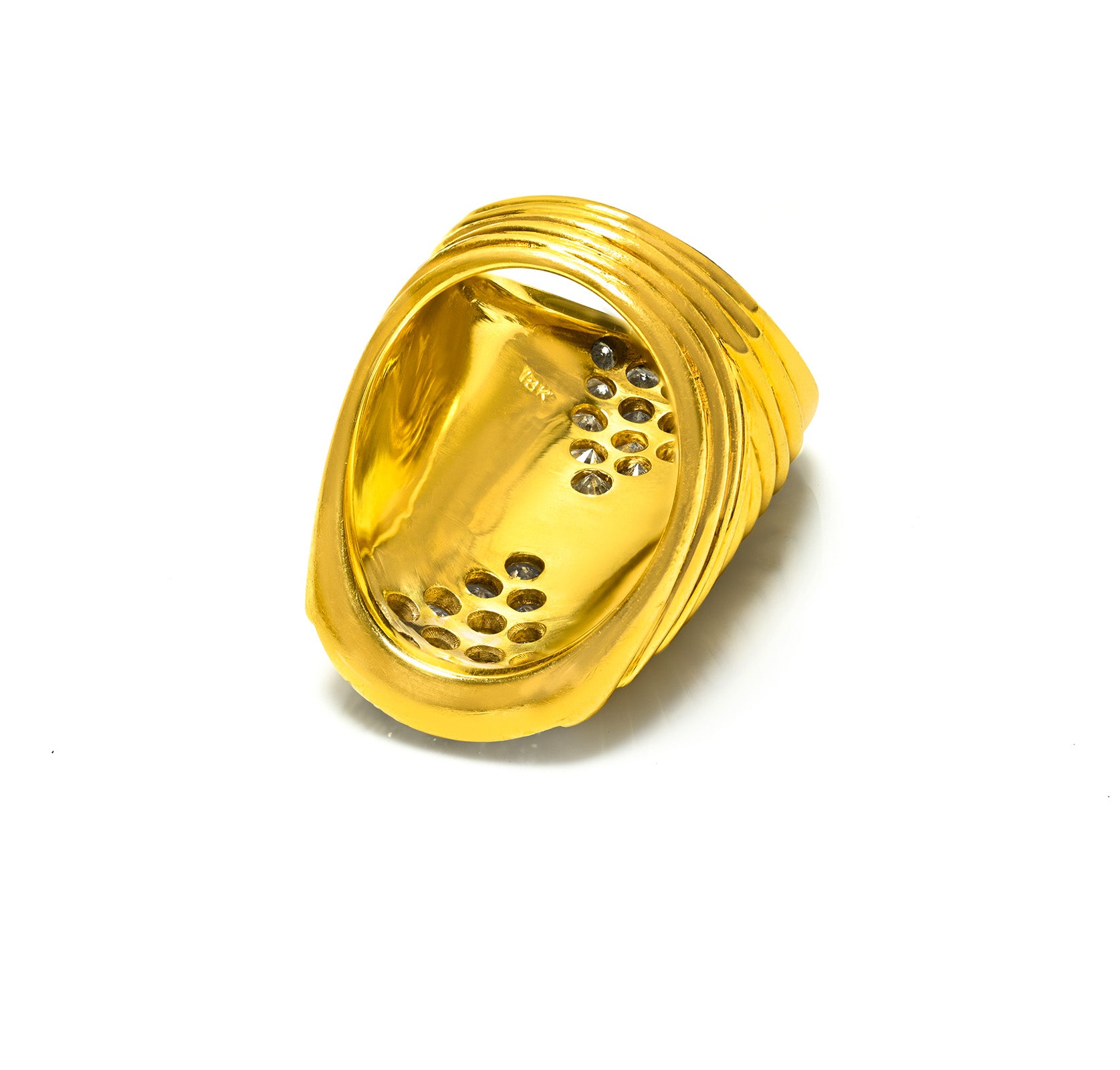 Vtg 18K Yellow Gold Diamond Cocktail Ring
