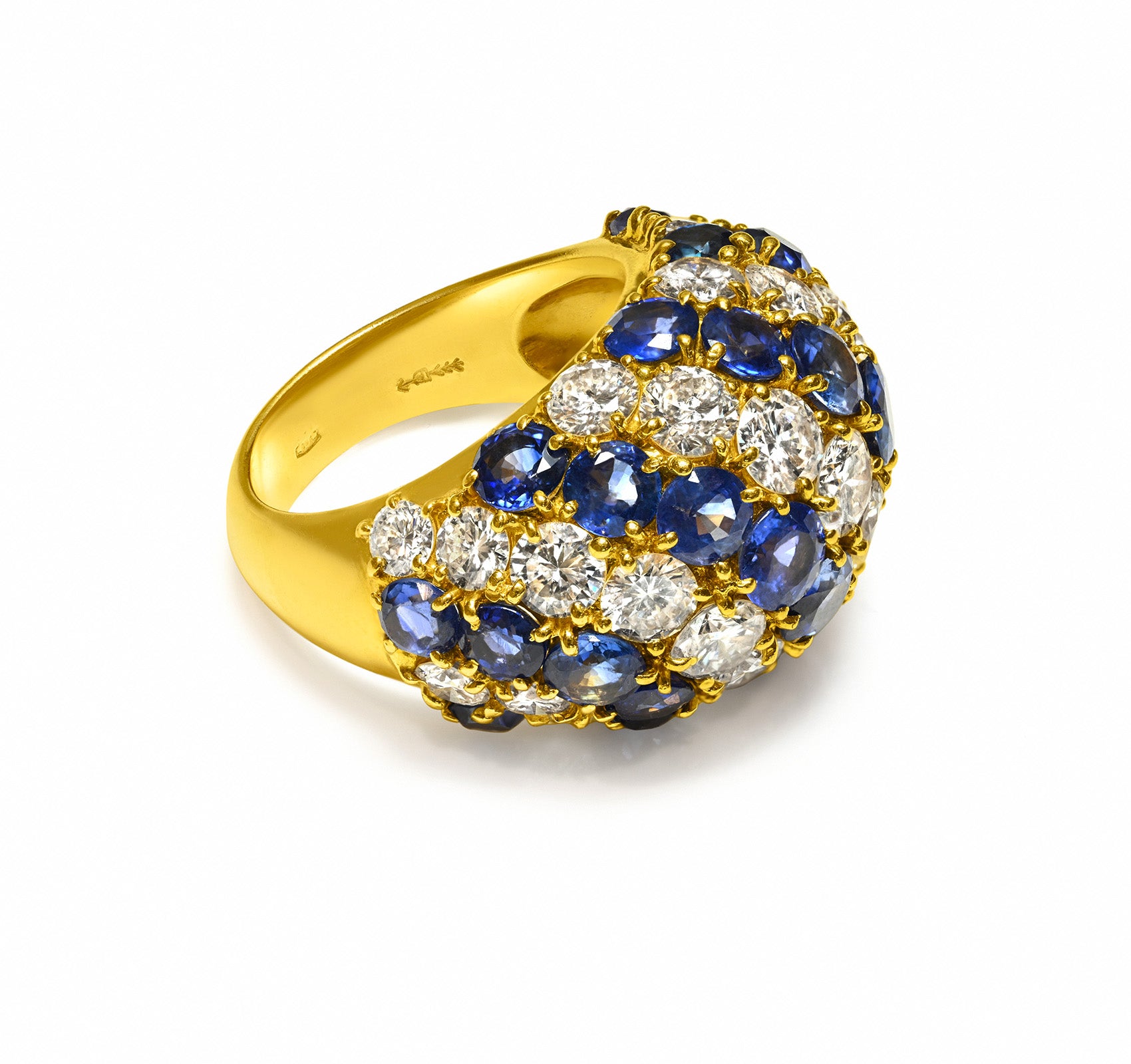 Craig Drake 18K Gold Diamond Sapphire Bombe Ring