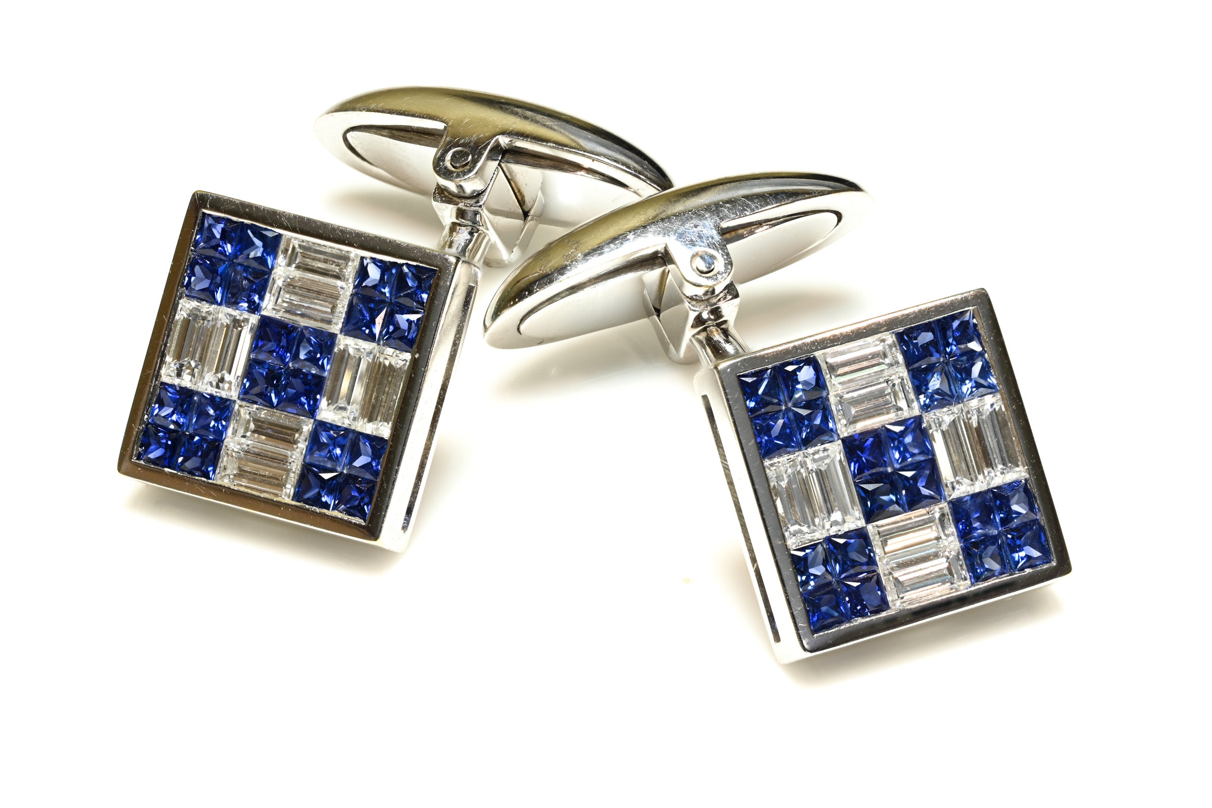 Diamond Sapphire 18K Gold Dress Set with Cufflinks and 4 Studs
