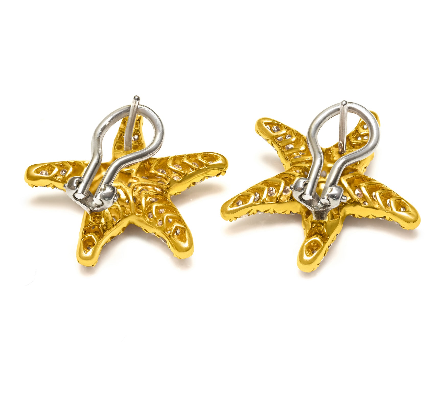 Diamond Starfish Post Earrings in 18K Yellow Gold