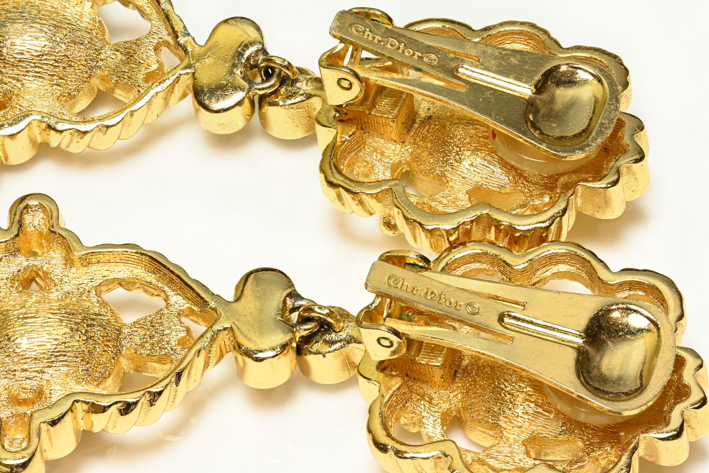 Vintage Christian Dior by Gianfranco Ferre Red Brown Crystal Earrings 2