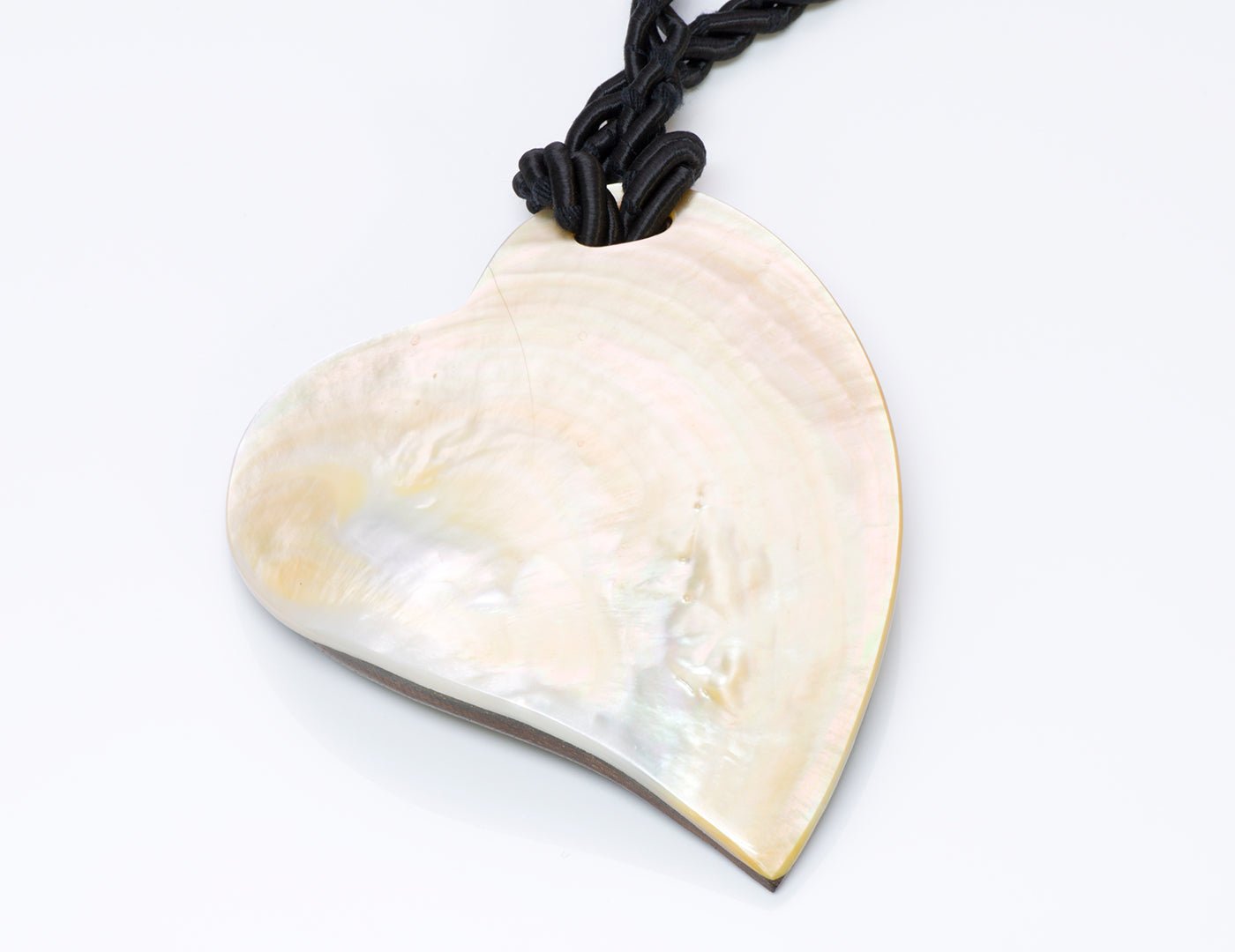 Dolce & Gabbana Mother of Pearl Wood Heart Pendant Tassel Necklace
