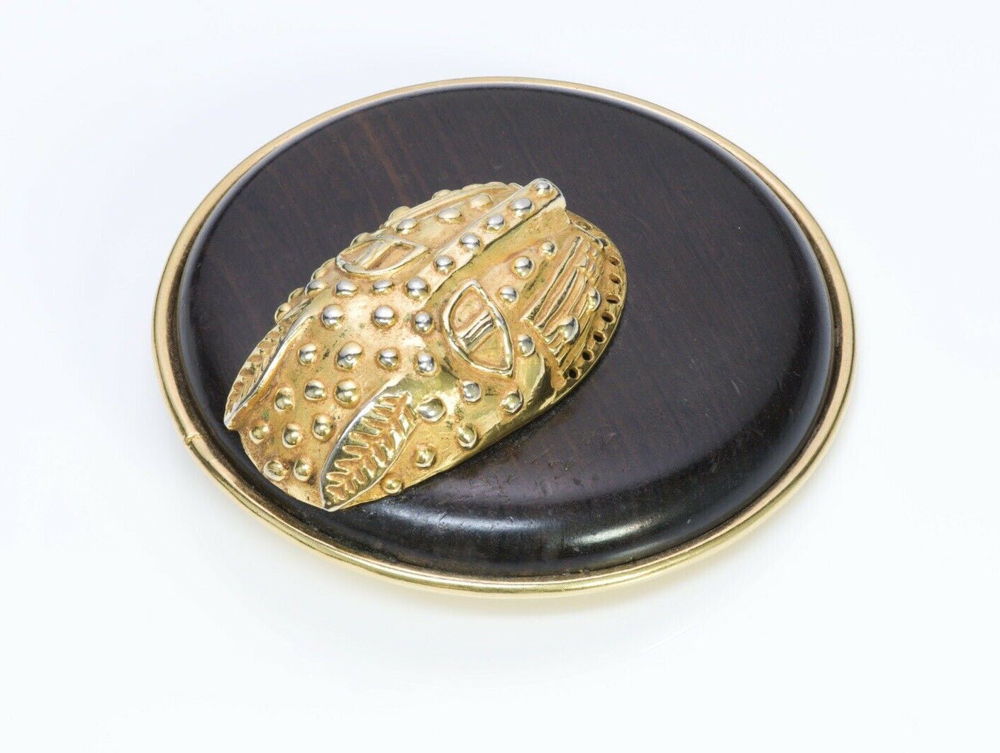 Dominique Aurientis 1980’s Wood Leopard African Mask Brooch