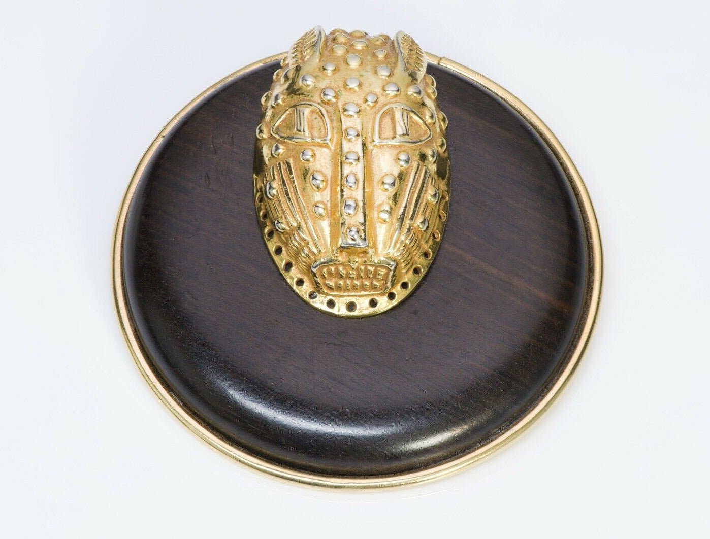 Dominique Aurientis 1980’s Wood Leopard African Mask Brooch