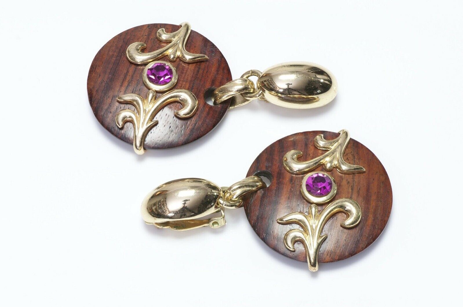 Dominique Aurientis Paris Pink Crystal Wood Earrings