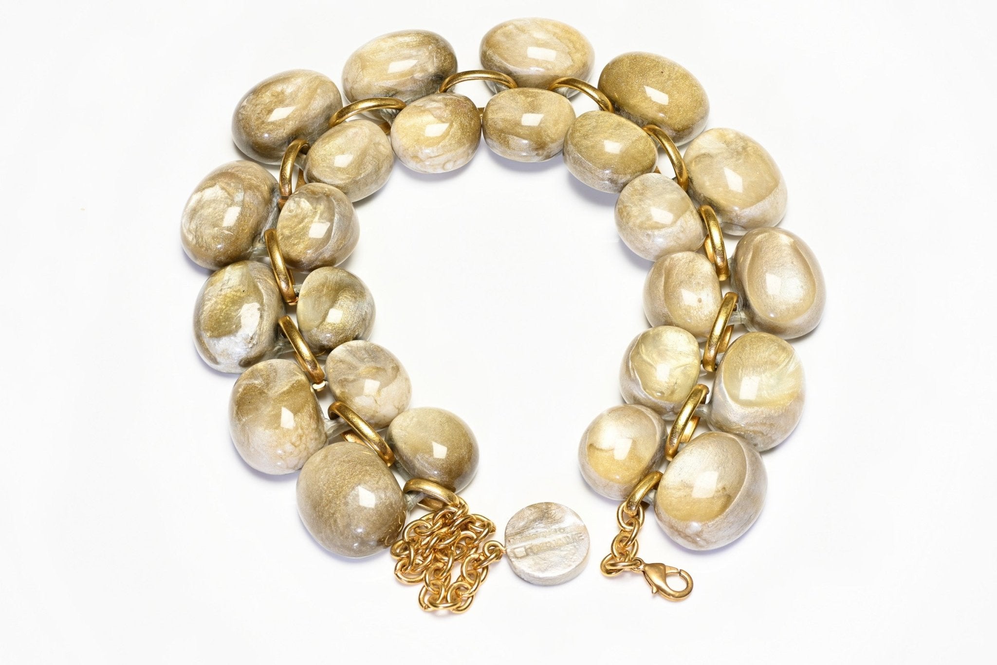 Dominique Denaive Paris Gray Resin Wide Chain Collar Necklace