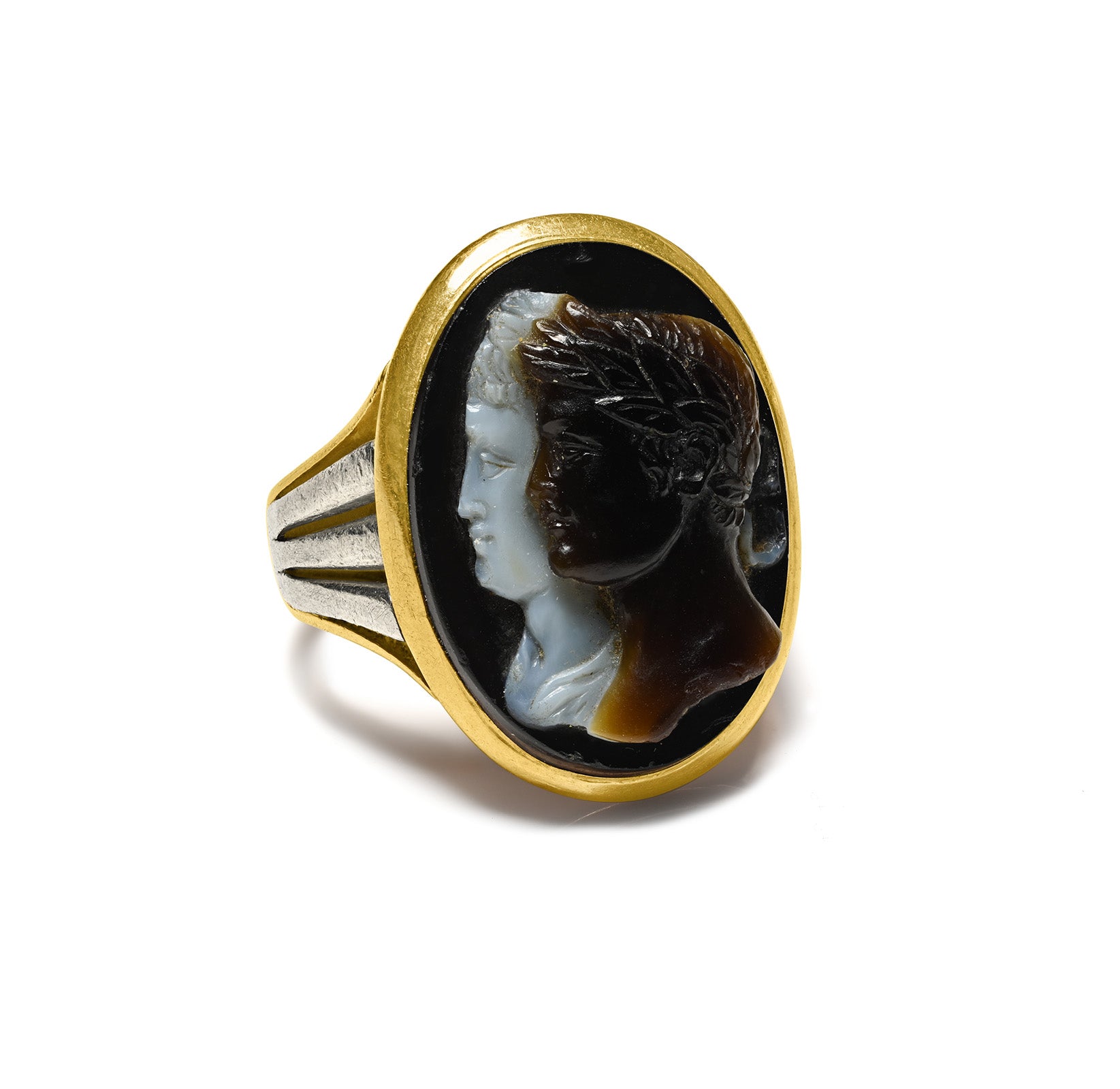 Antique Victorian Gold Double-Face Cameo Ring with Classical Profiles