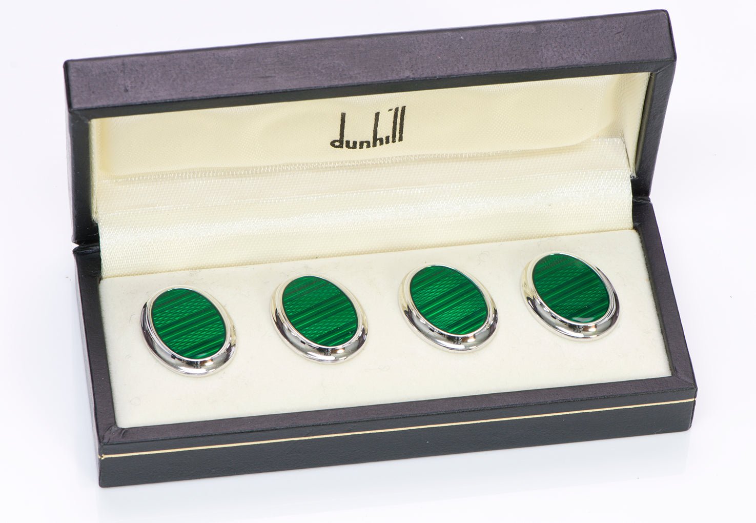 Dunhill Guilloche Enamel Sterling Shirt Studs