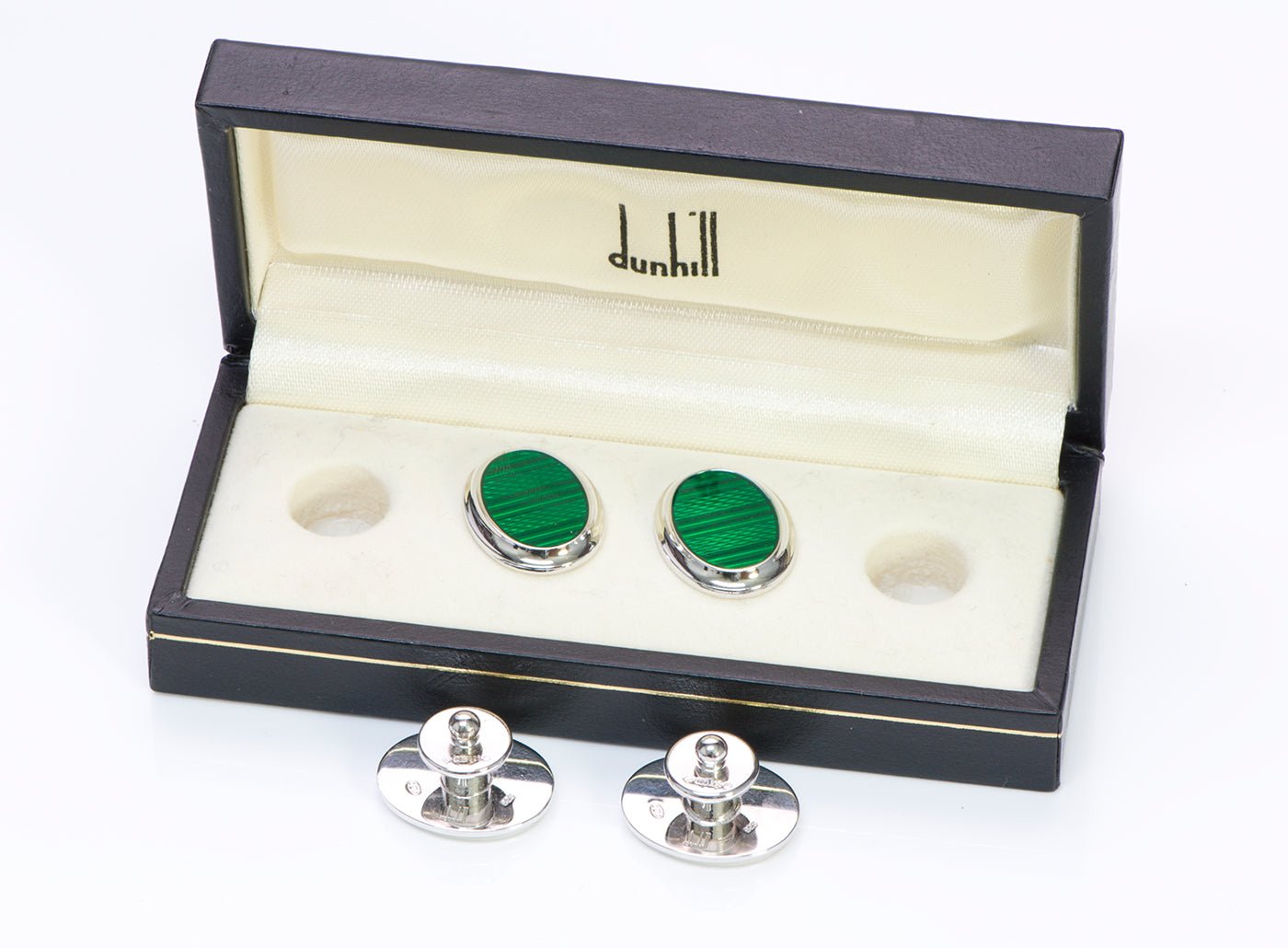 Dunhill Guilloche Enamel Sterling Shirt Studs