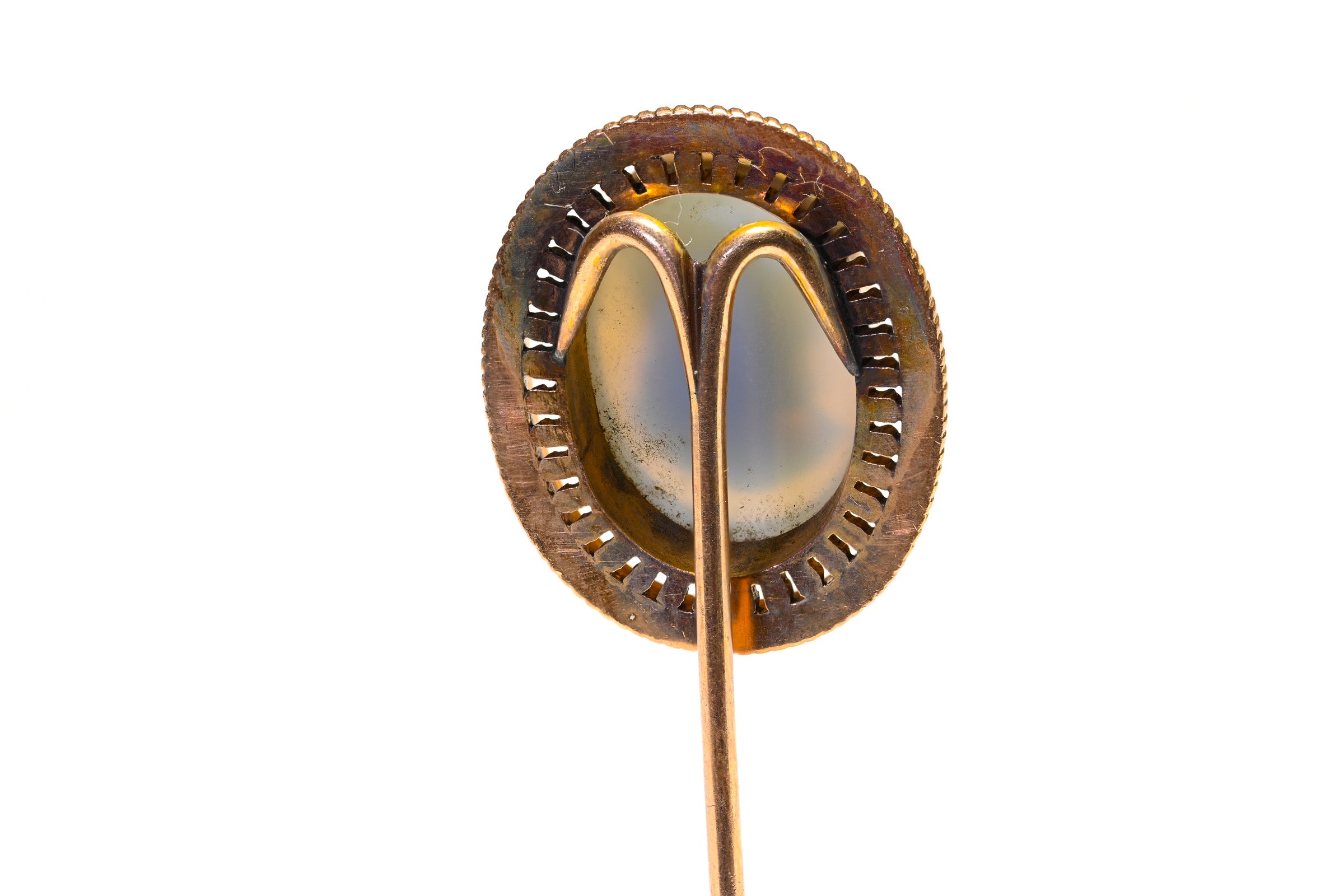 Antique Roman Soldier Cameo Gold Stick Pin