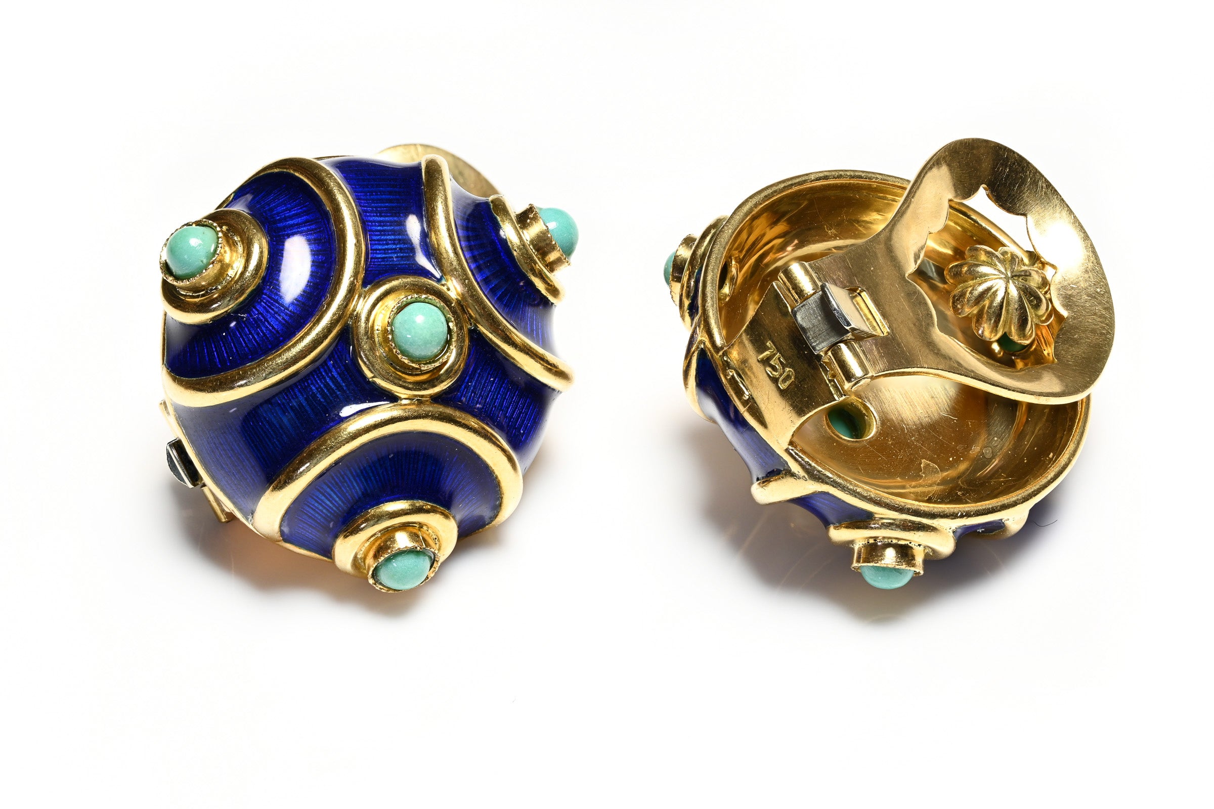 Blue Enamel Turquoise Earrings