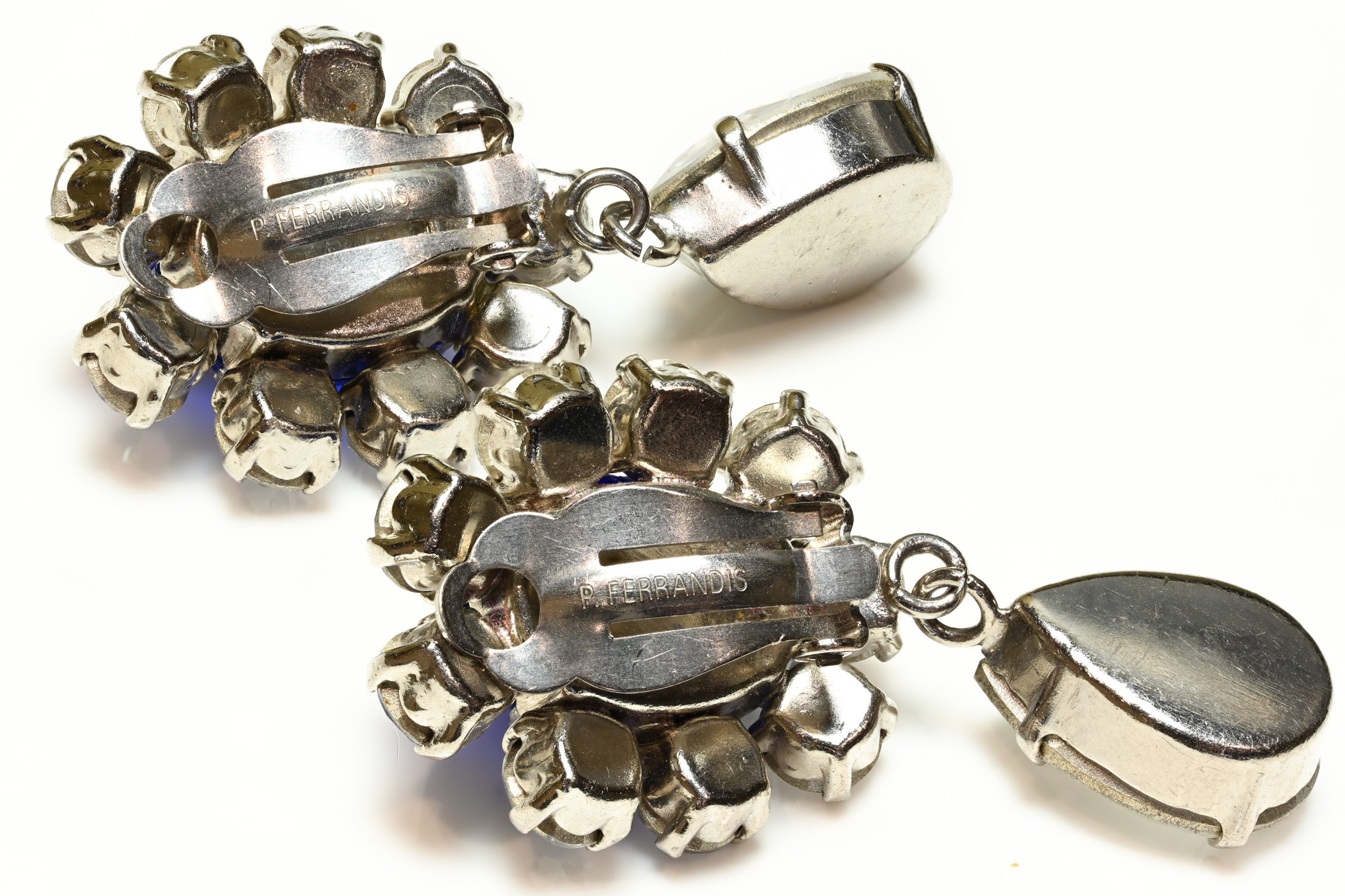 Philippe Ferrandis Paris Blue Cabochon Crystal Drop Earrings 2