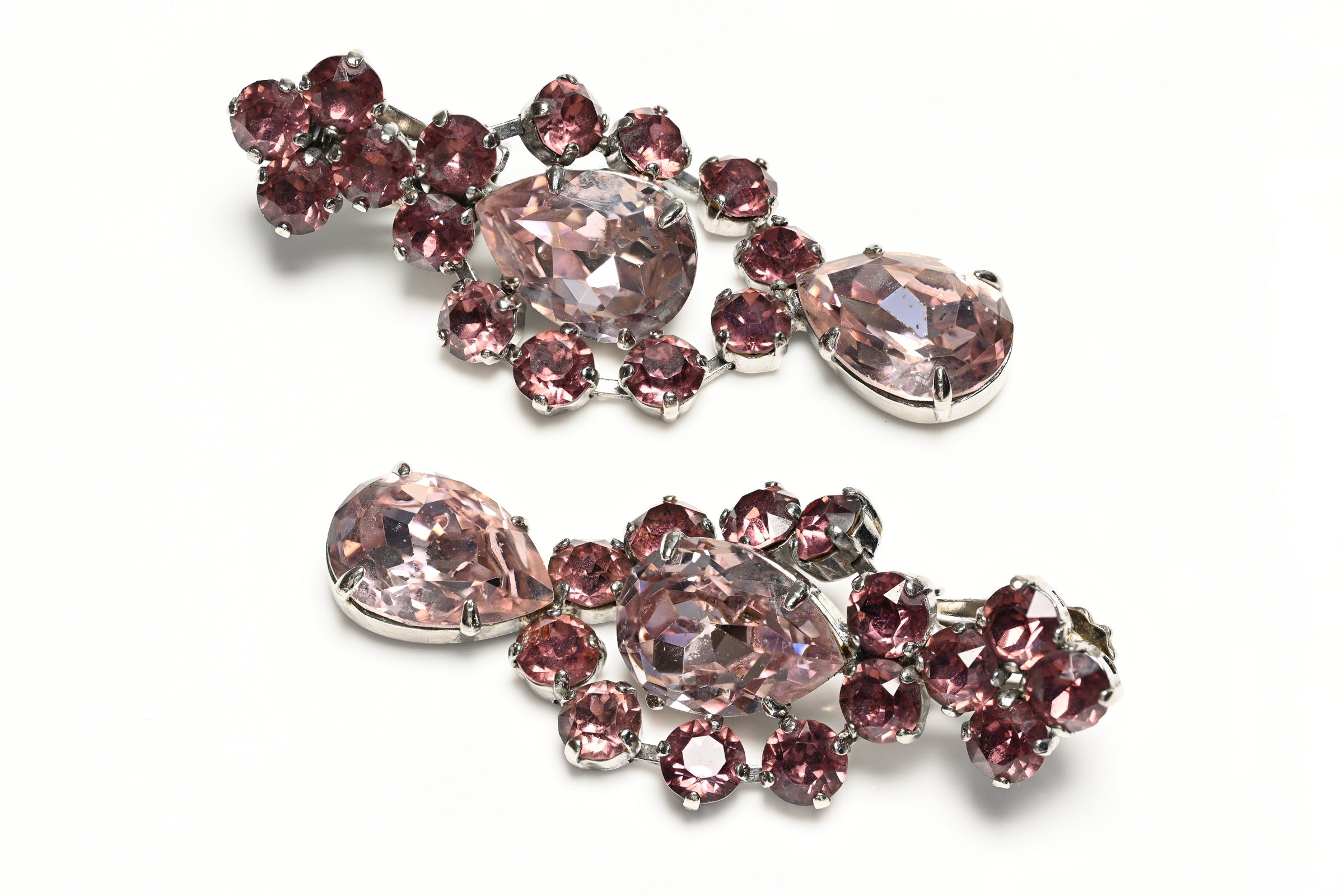 Vintage Schreiner NY Long Purple Crystal Earrings