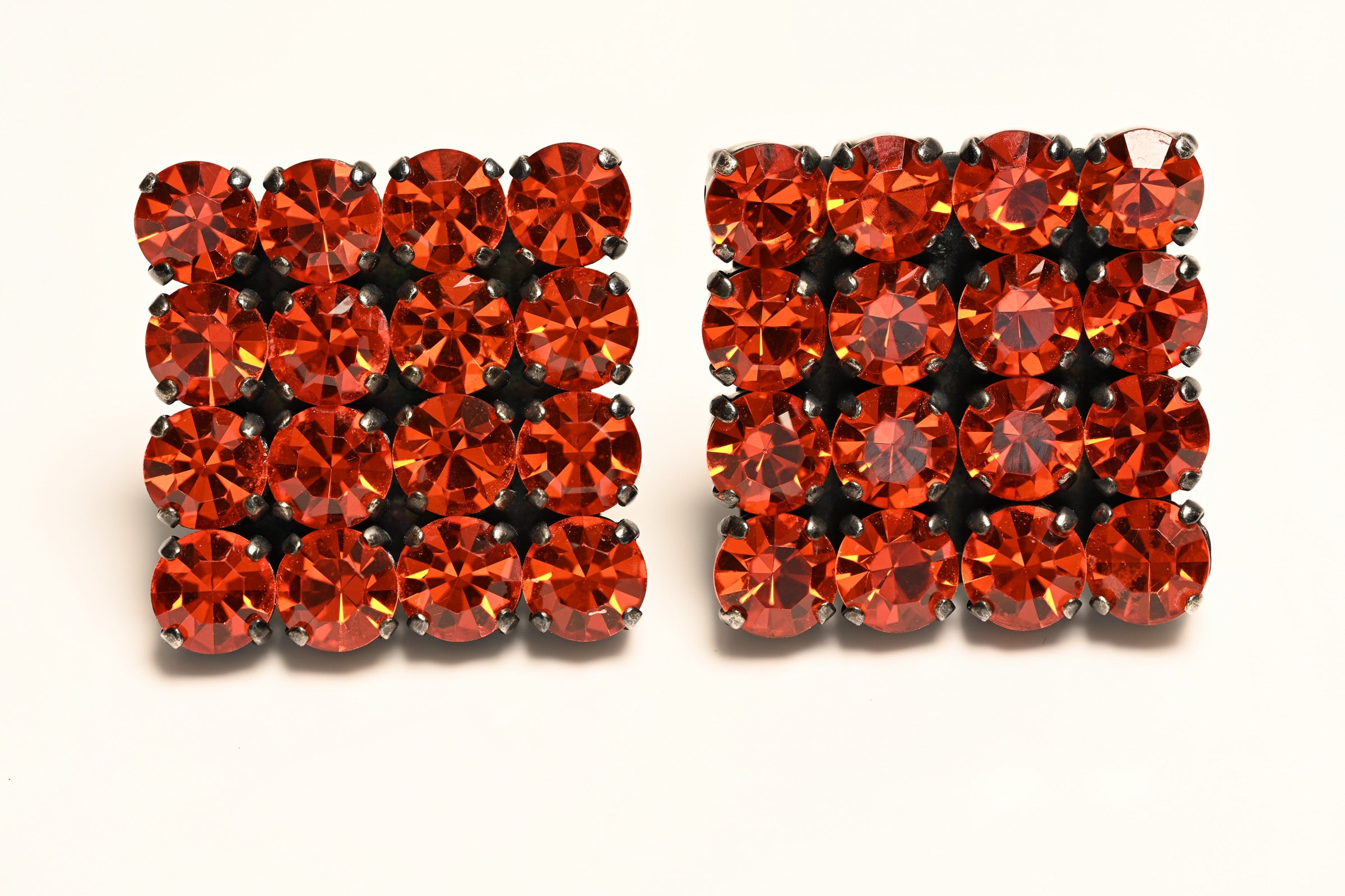 Vintage Scooter Paris Orange Crystal Large Square Earrings
