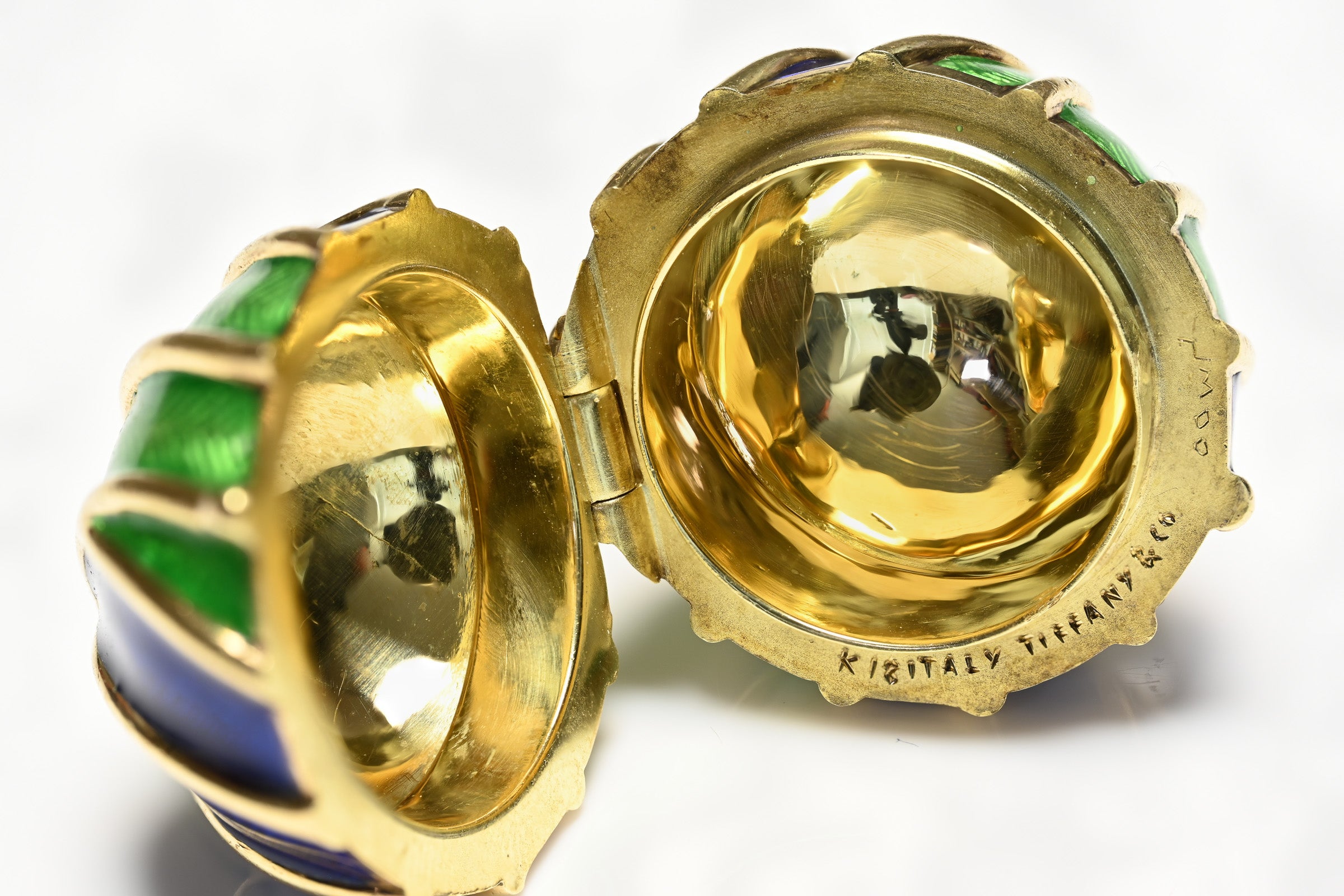 Tiffany & Co. 18K Gold Enamel Pill Box