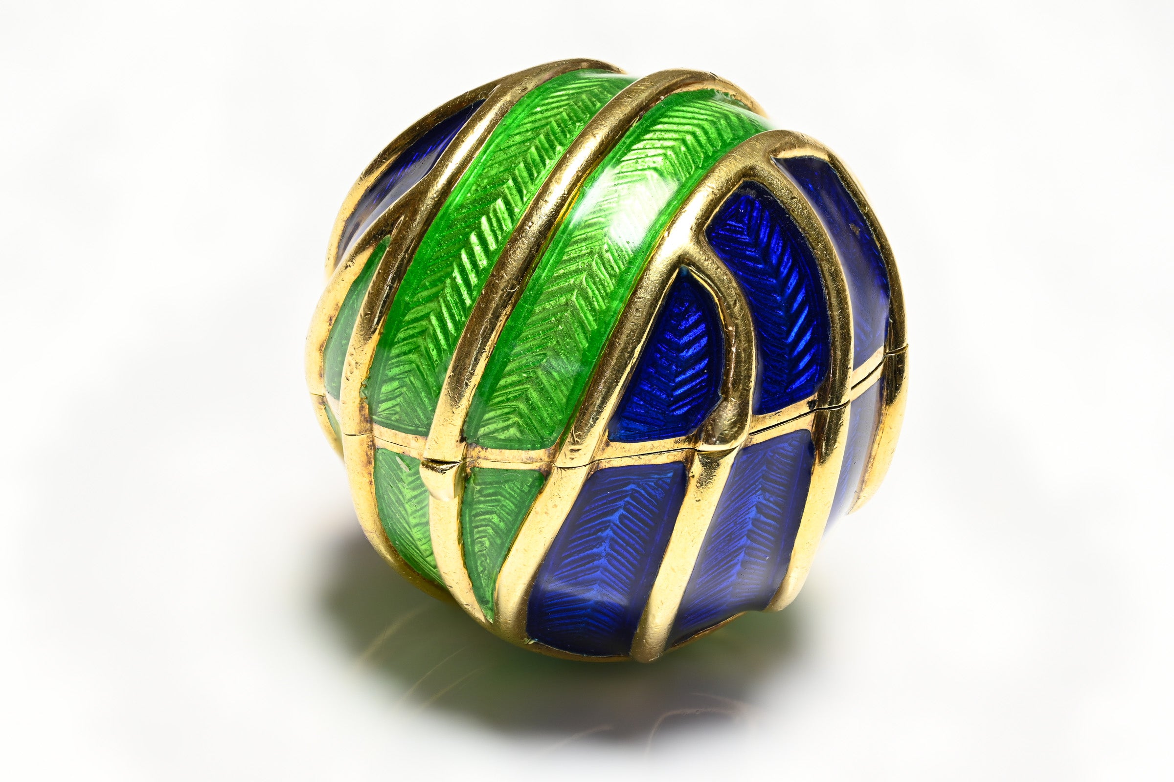 Tiffany & Co. 18K Gold Enamel Pill Box