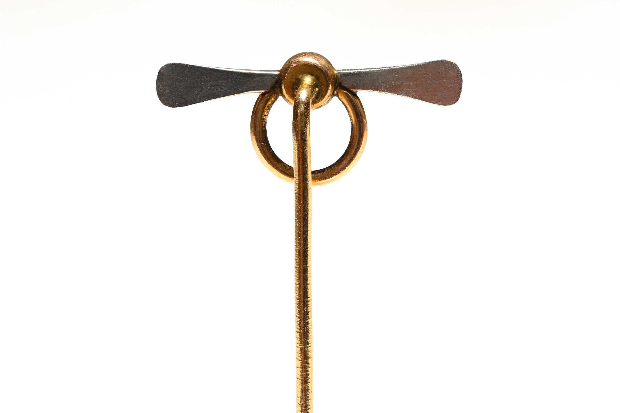 Antique Platinum Gold Airplane Propeller Stick Pin