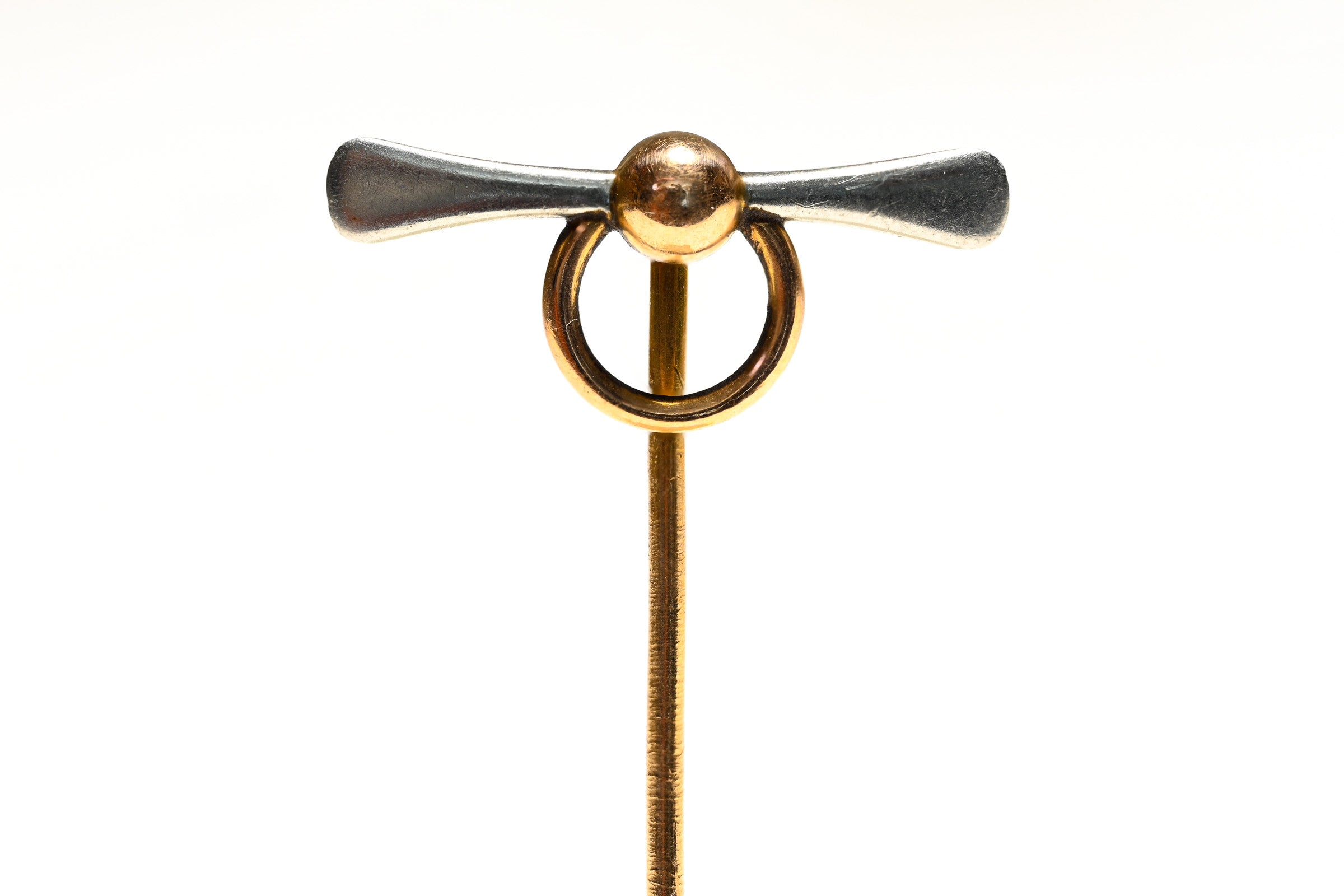 Antique Platinum Gold Airplane Propeller Stick Pin