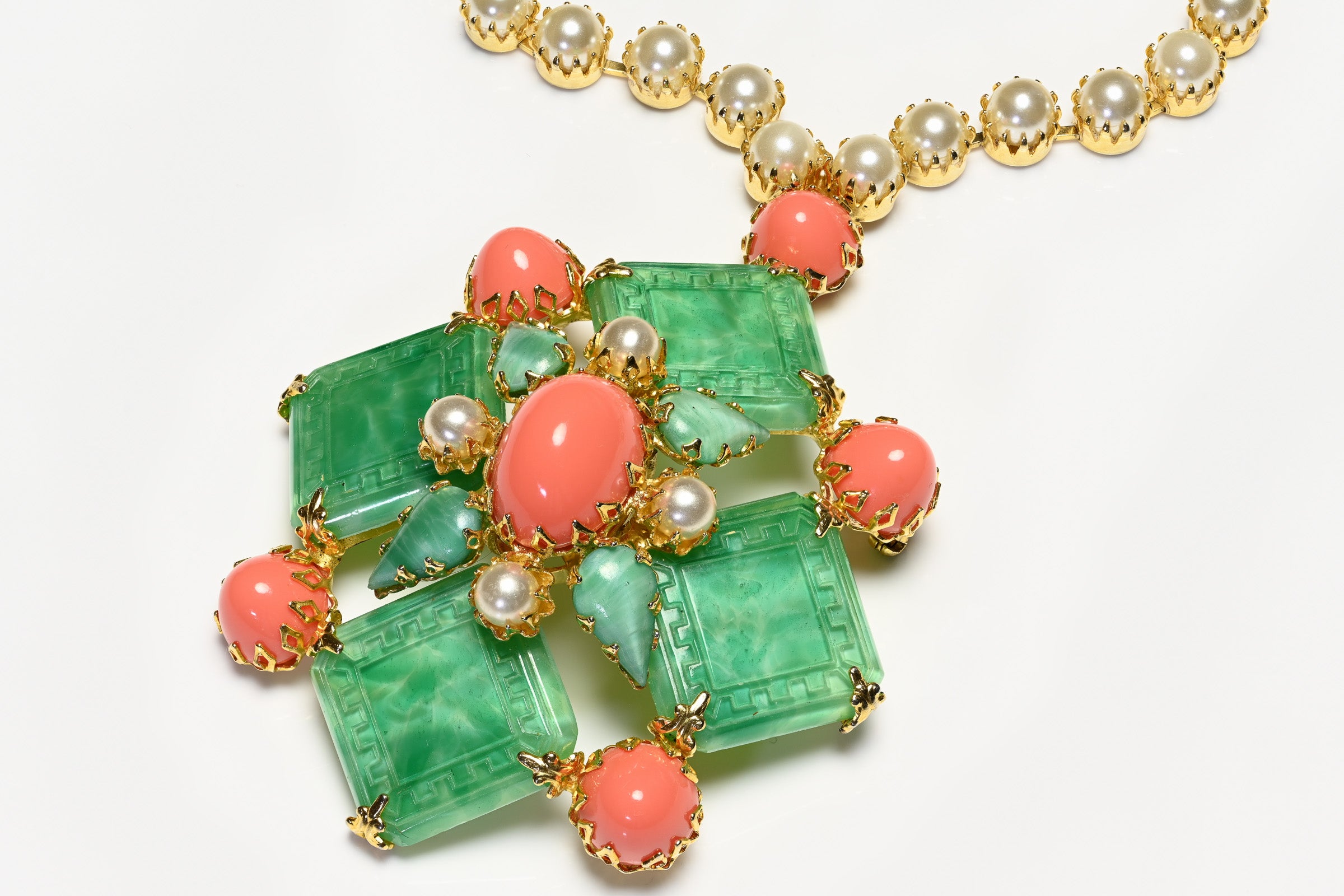 Vintage 1960's Schreiner NY Asian Style Necklace Set