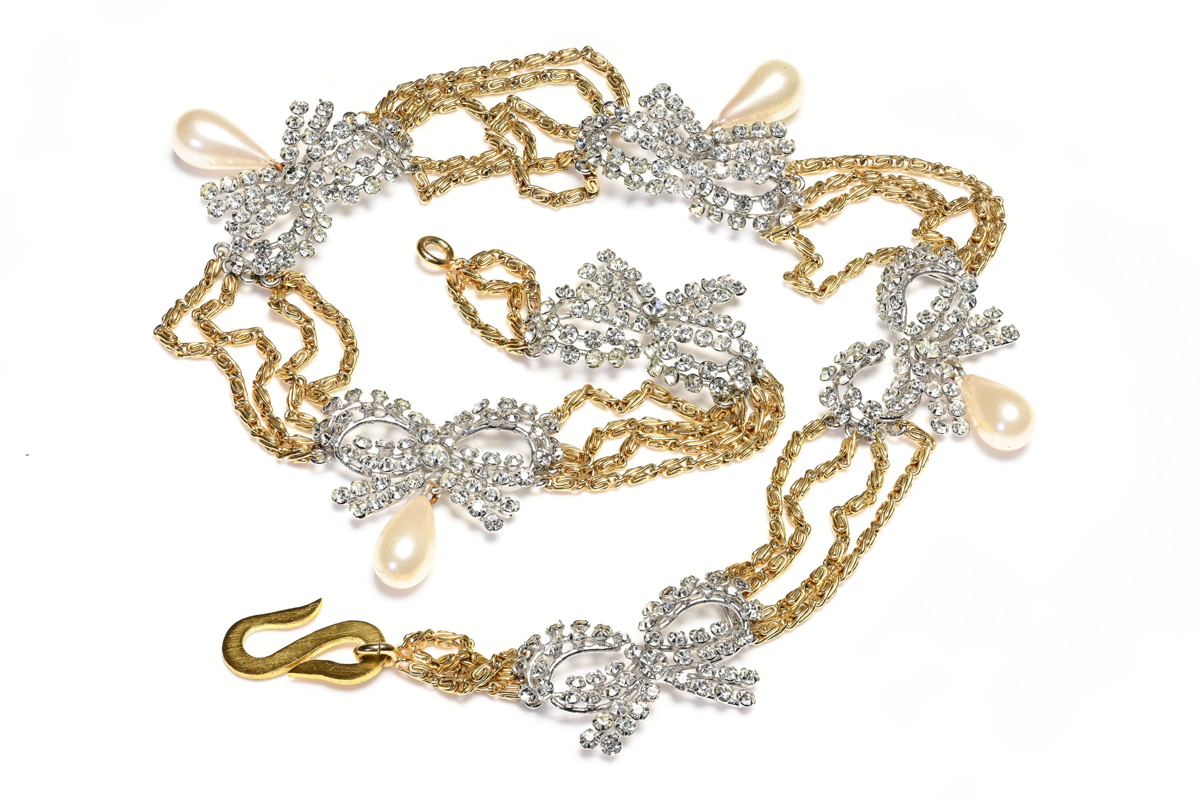 Vintage 1950's Christian Dior Couture Crystal Bow Collar Necklace