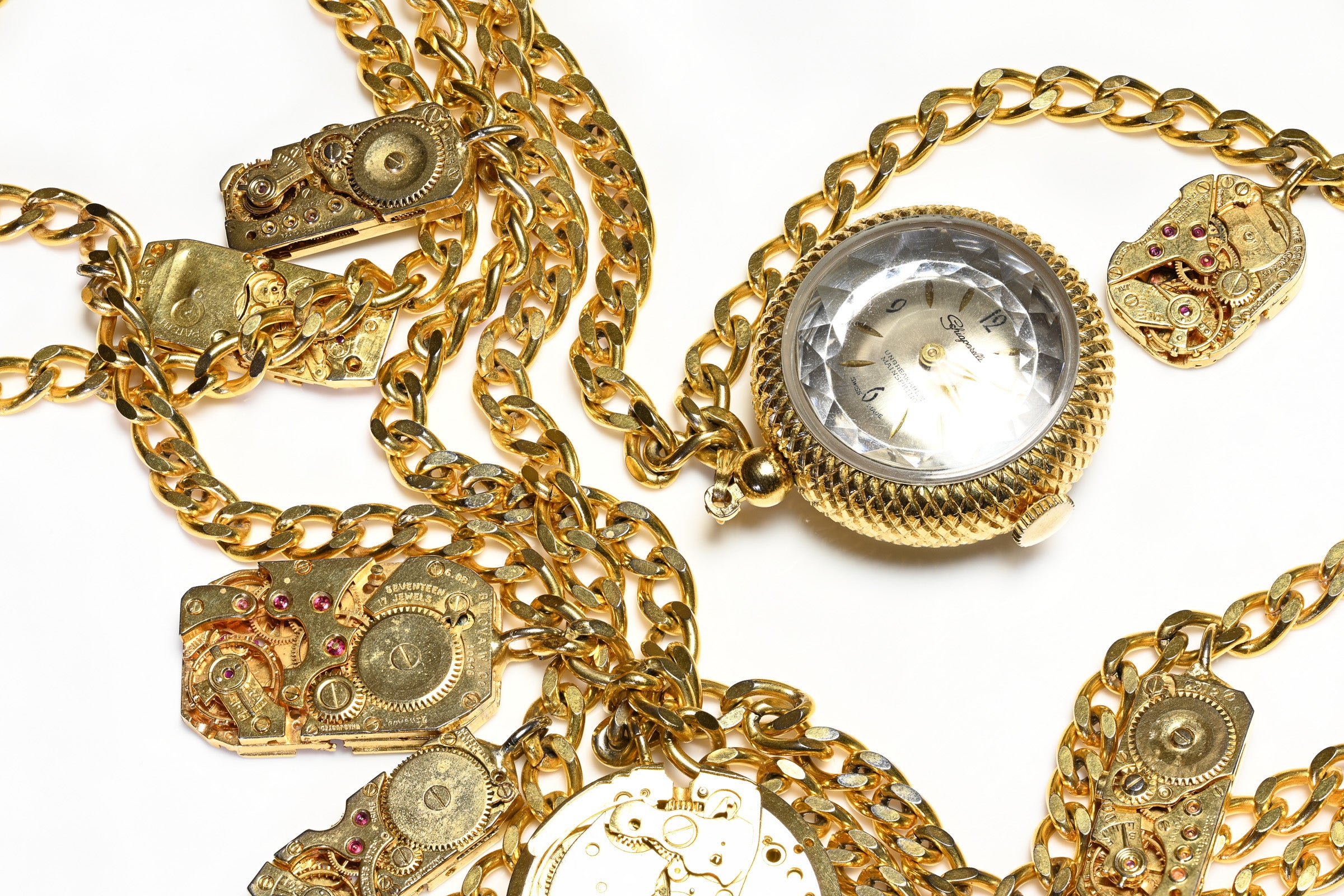 Vintage Elsa Schiaparelli Watch Charms Chain Necklace