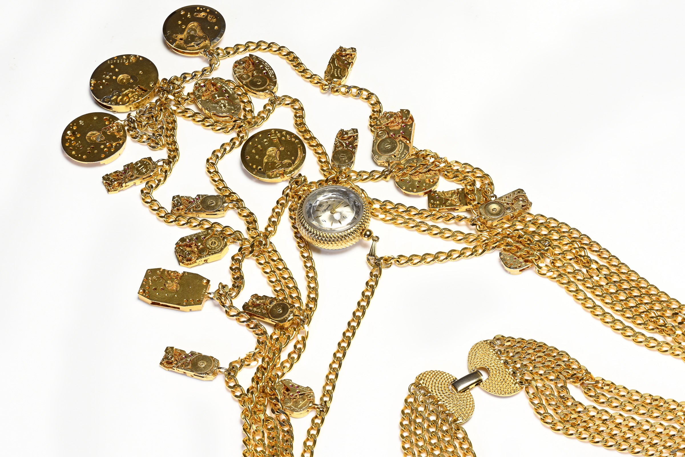 Vintage Elsa Schiaparelli Watch Charms Chain Necklace Bracelet
