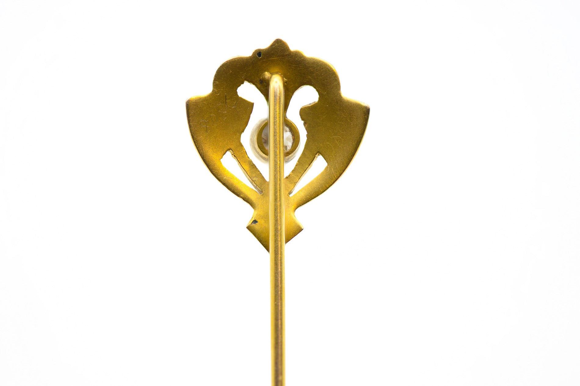 Transitional 14K Gold Old Mine Cut Diamond Stick Pin