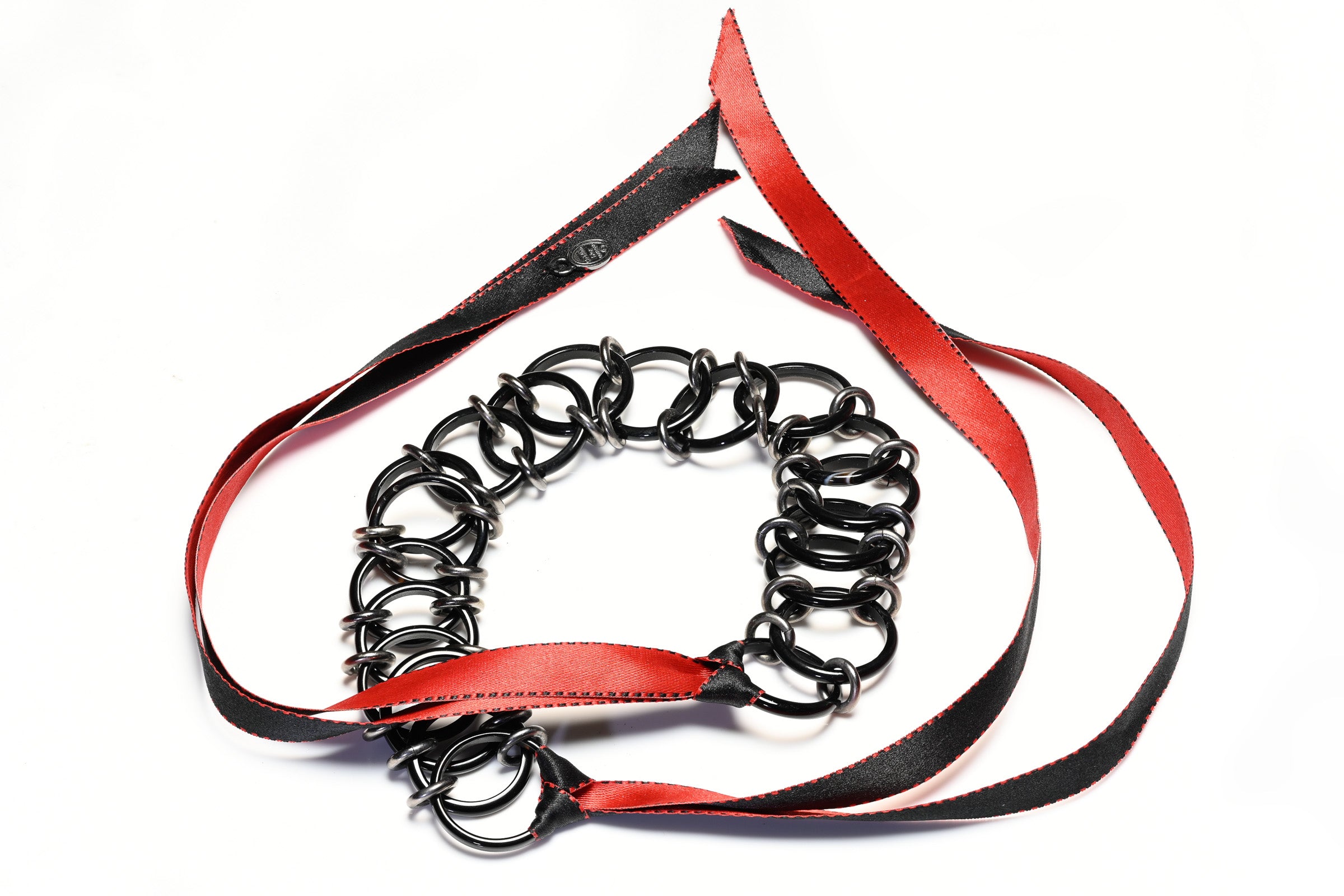 Vintage 2004 Christian Dior Galliano Chain Ribbon Choker Necklace