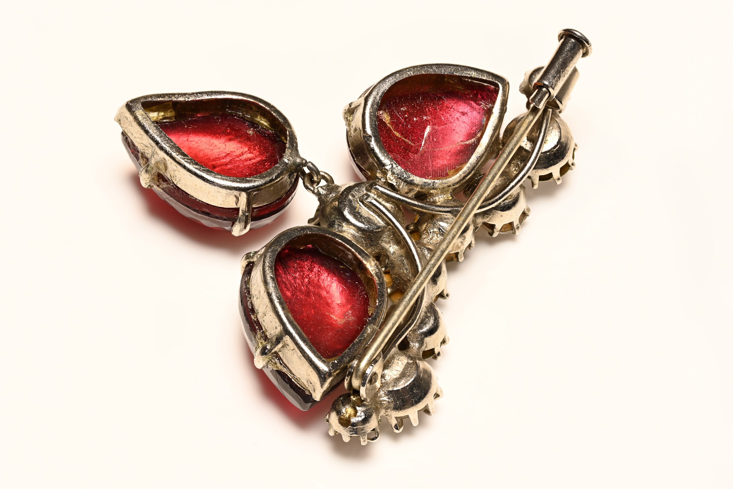 Vintage 1950's French Red Crystal Brooch