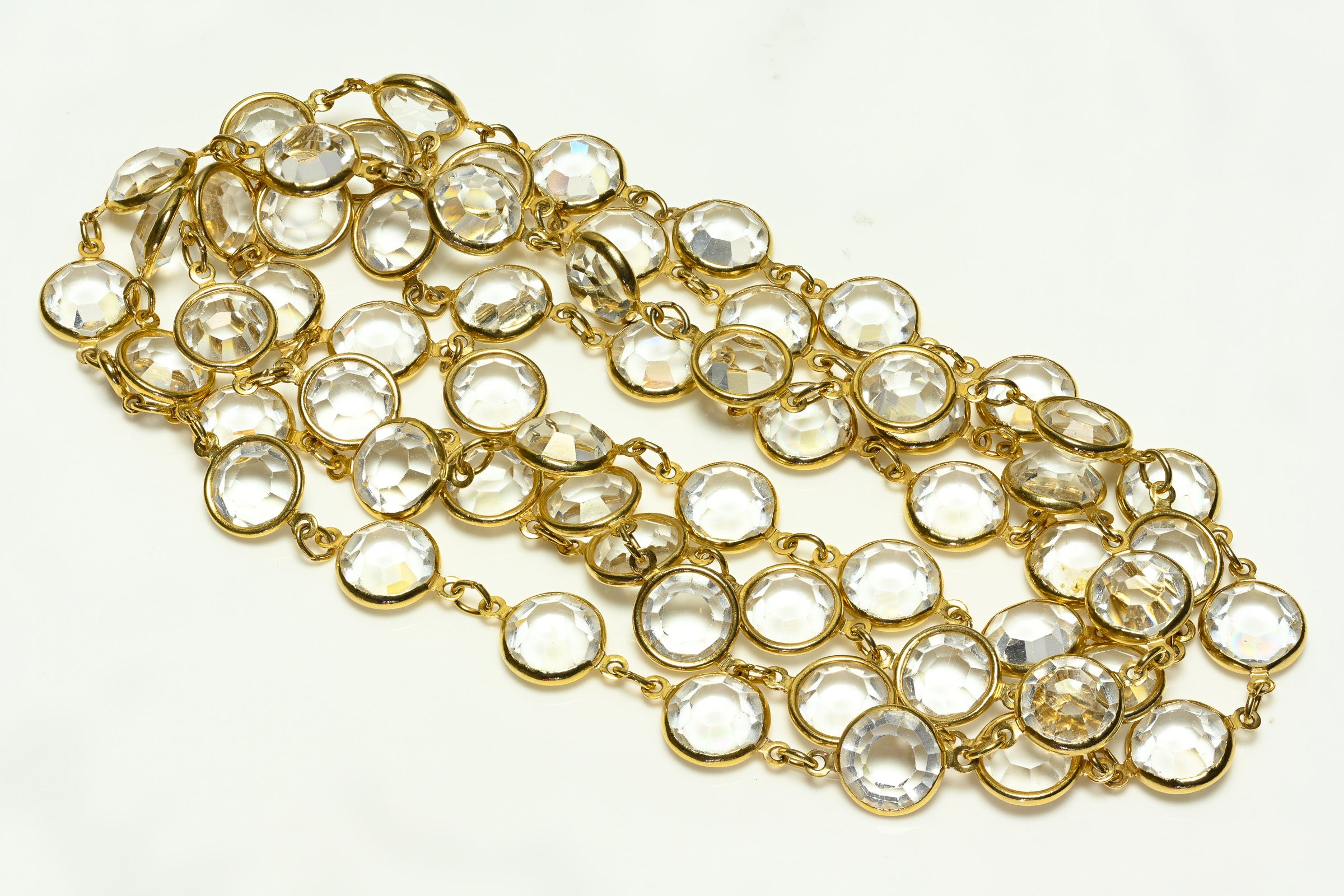 Vintage 1990's Gold Plated Glass Crystal Chiclet