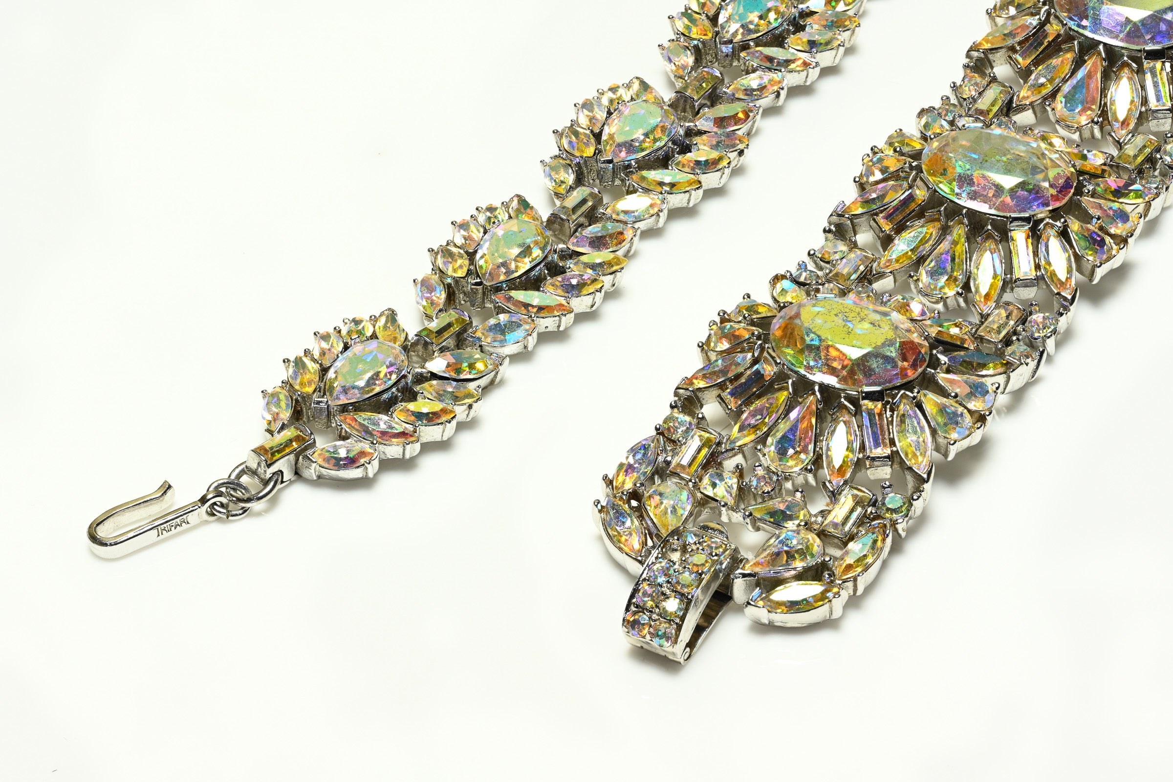 Vintage 1950's Trifari by Alfred Philippe Aurora Borealis Necklace Bracelet Set