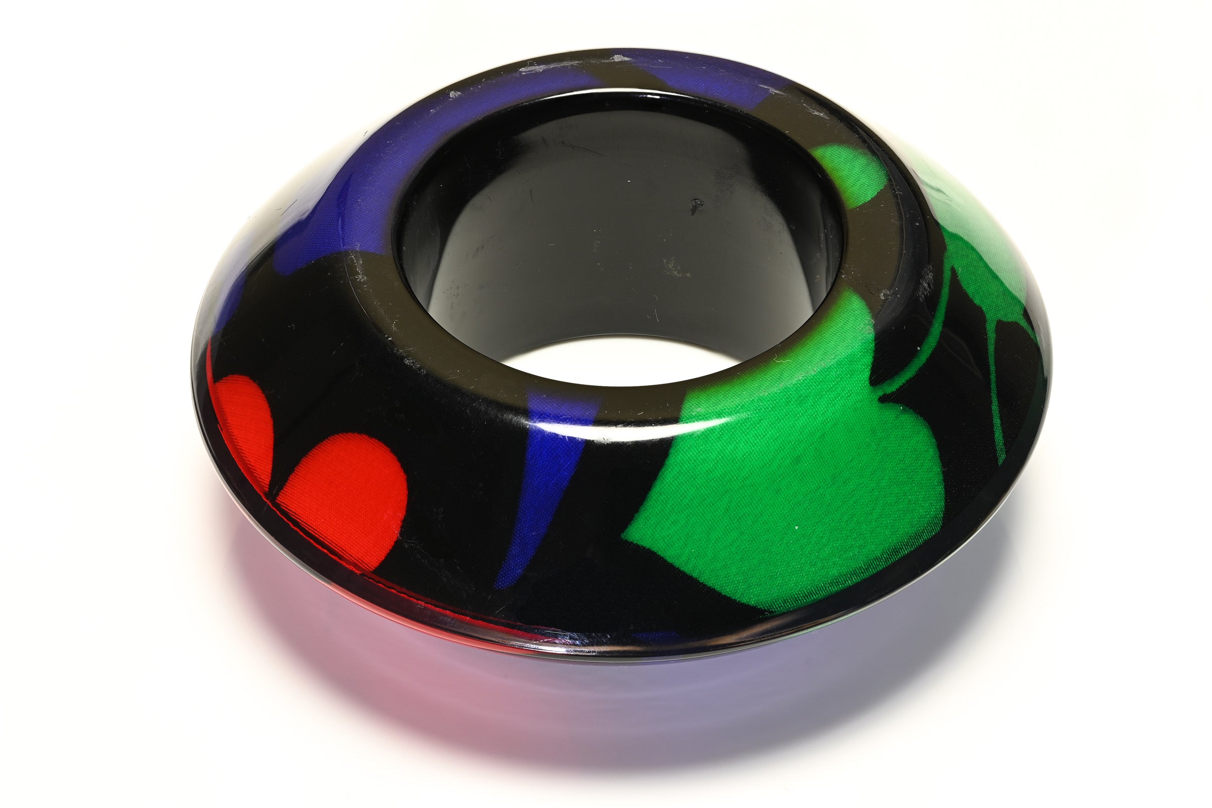 Christian Lacroix Spring 1992 Wide Floral Resin Bangle Bracelet