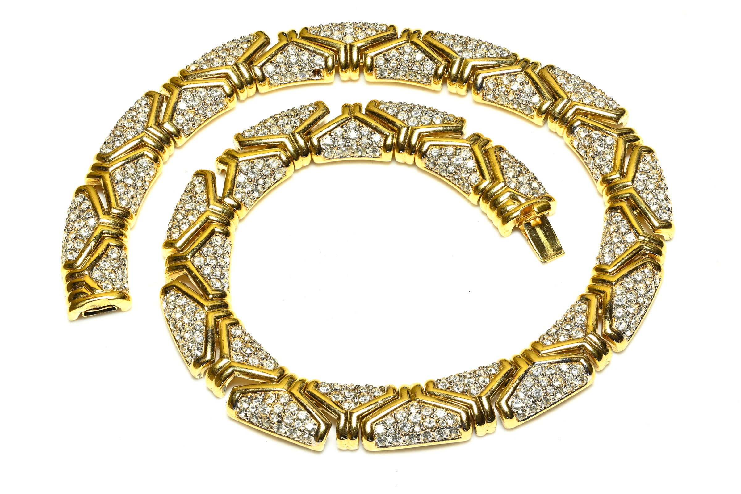 Vintage Nina Ricci Gold Plated Crystal Collar Necklace