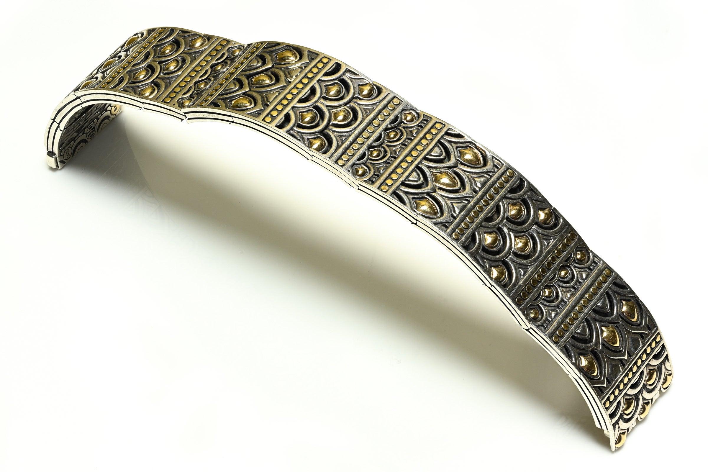John Hardy Sterling Gold Naga Dragon Scales Wide Bracelet