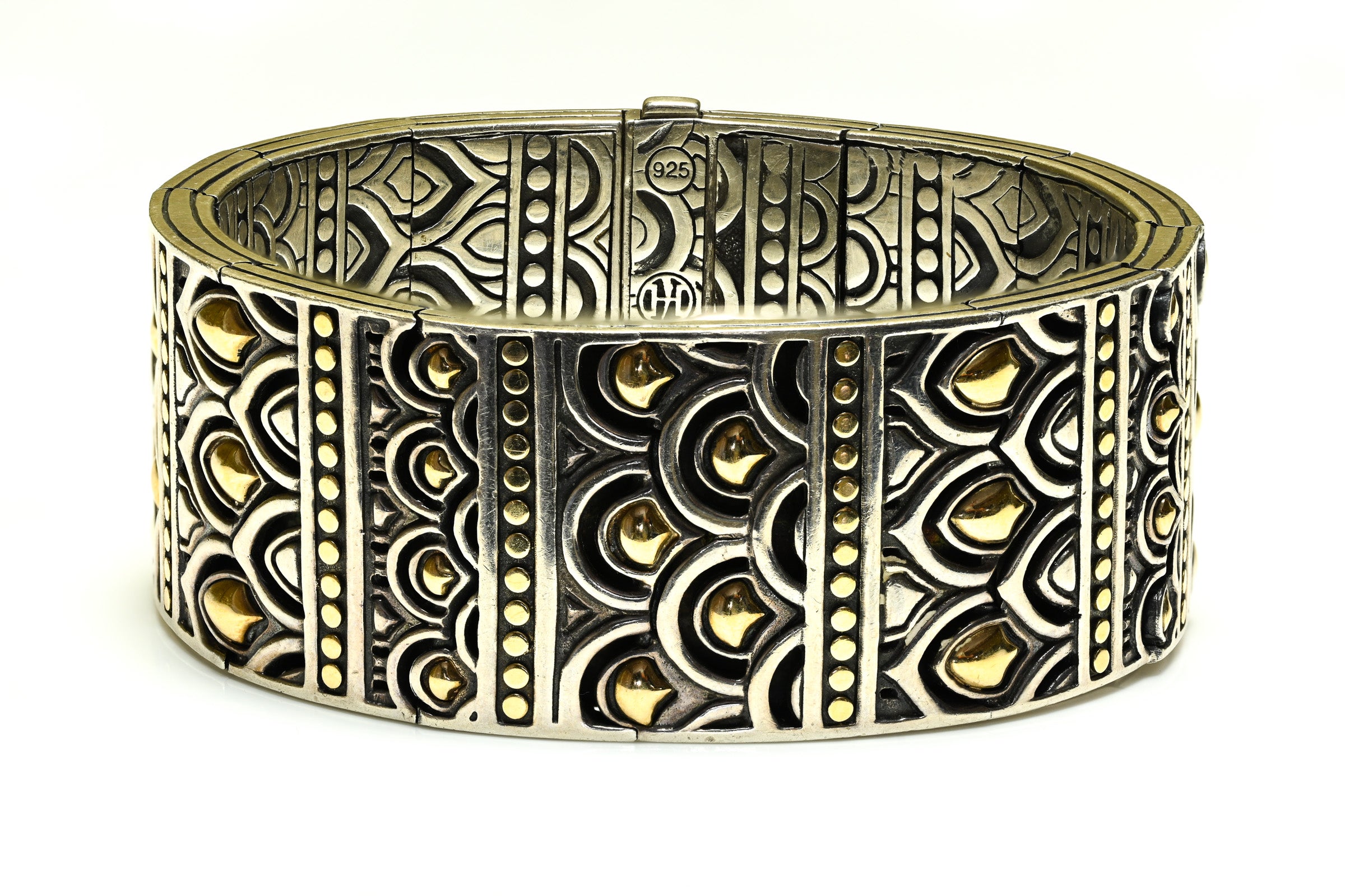 John Hardy Sterling Silver 18K Gold Naga Dragon Wide Bracelet