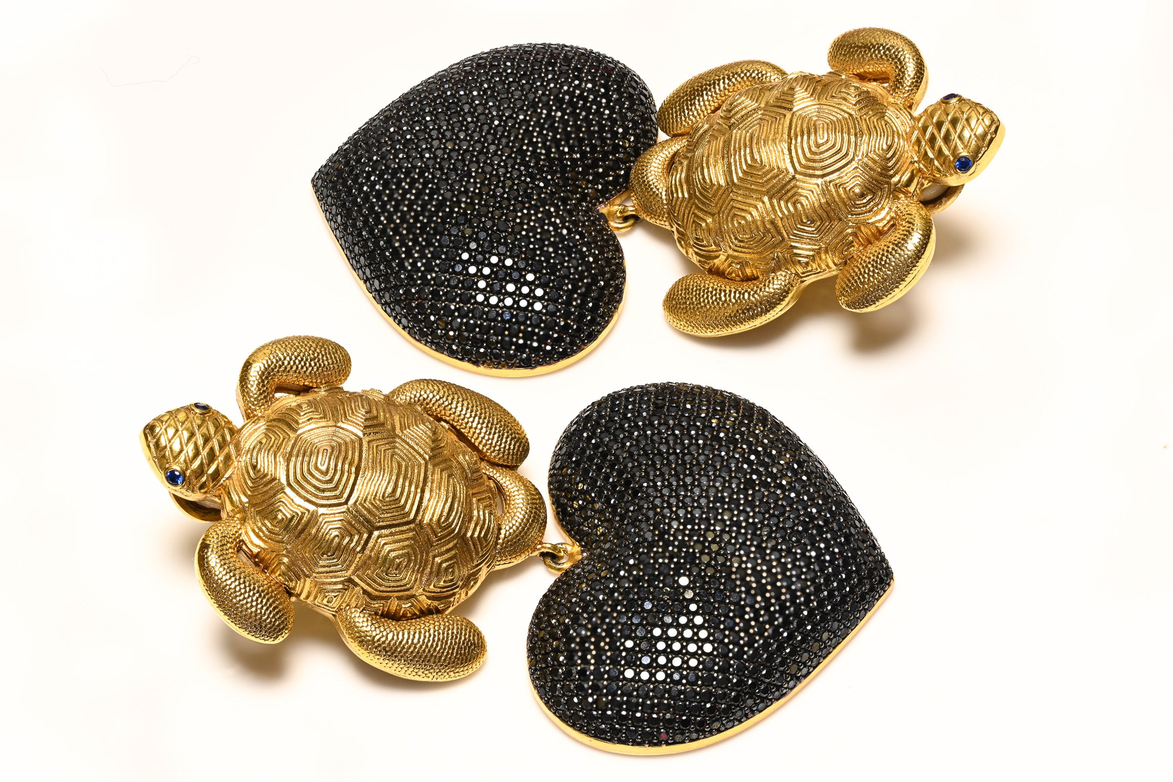 Begum Khan Large Mon Amour Black Turtle Earrings