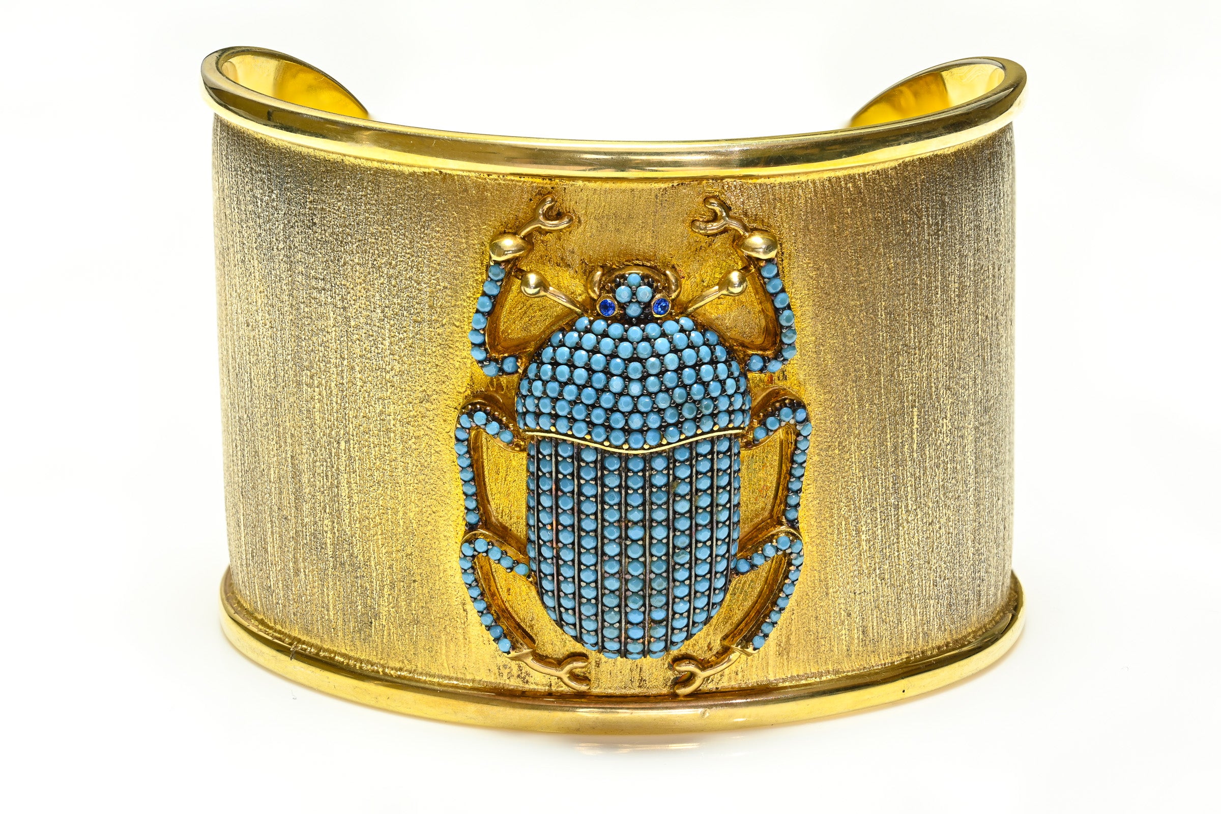 Begum Khan Pharaoh Scarab Turquoise Cuff Bracelet