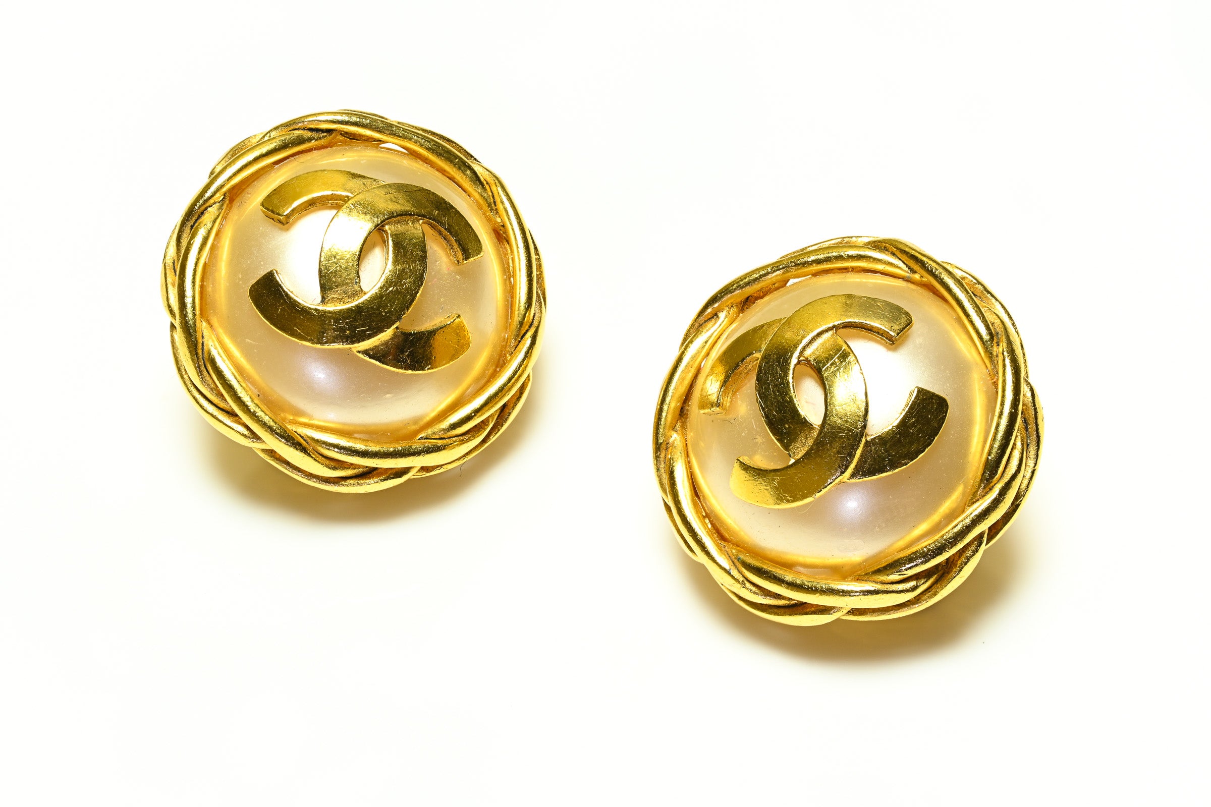 Chanel Paris Spring 1995 Barbie Pearl CC Earrings