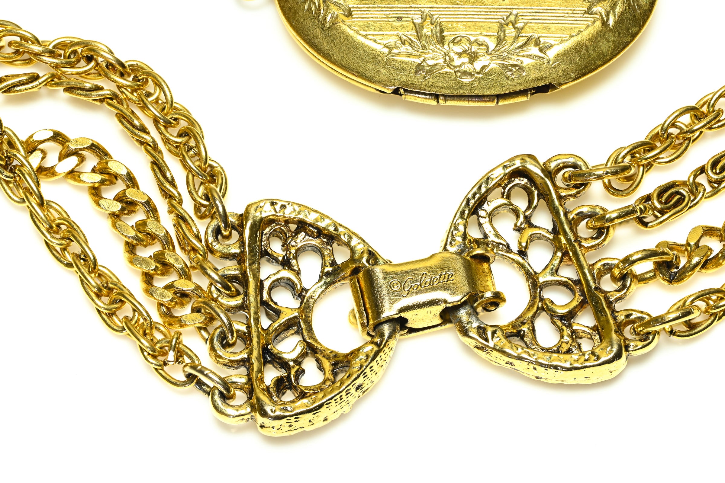 Goldette NY Brown Crystal Locket Chain Necklace