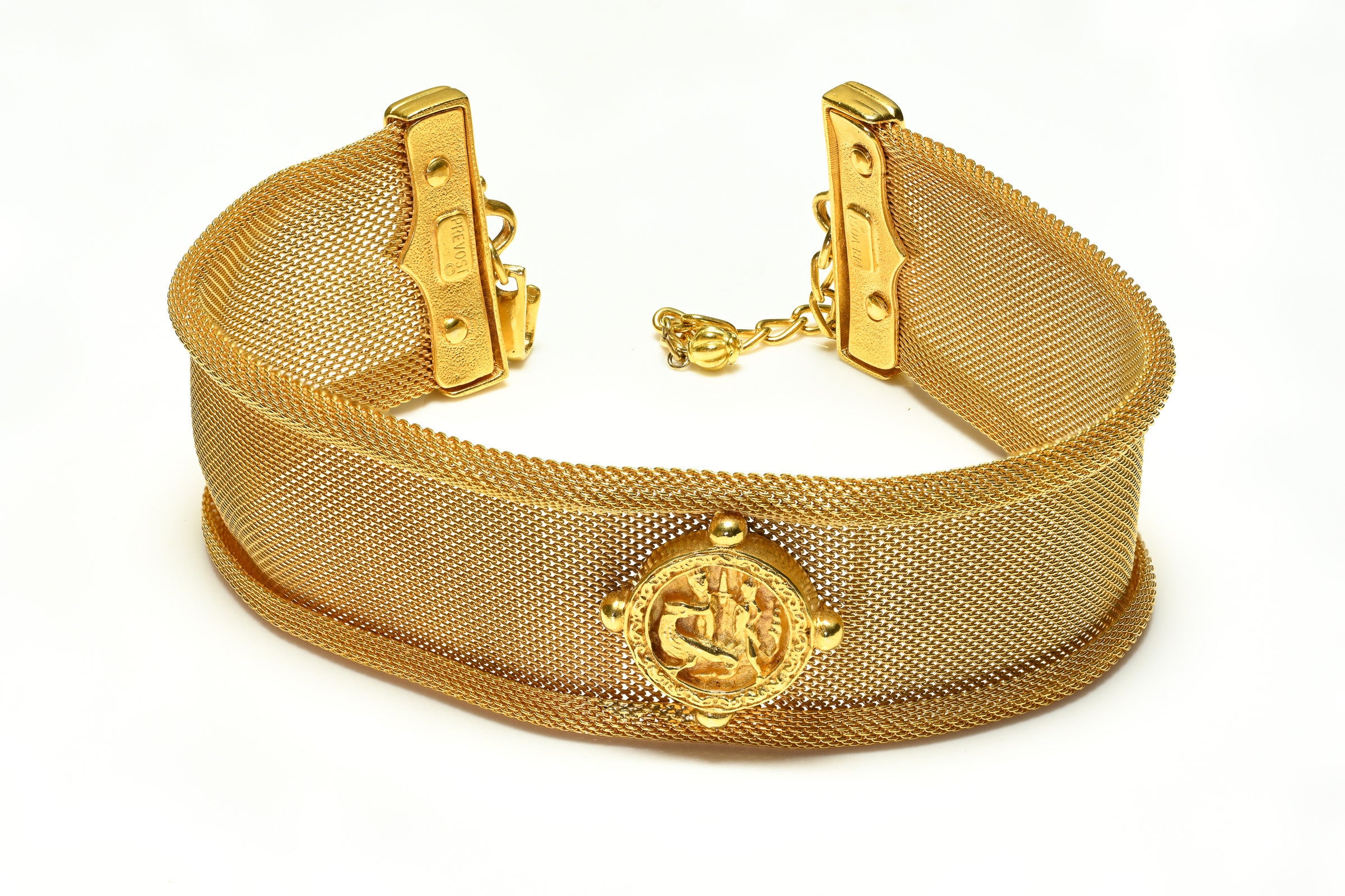 Catherine Prevost Wide Gold Plated Mesh Choker Necklace
