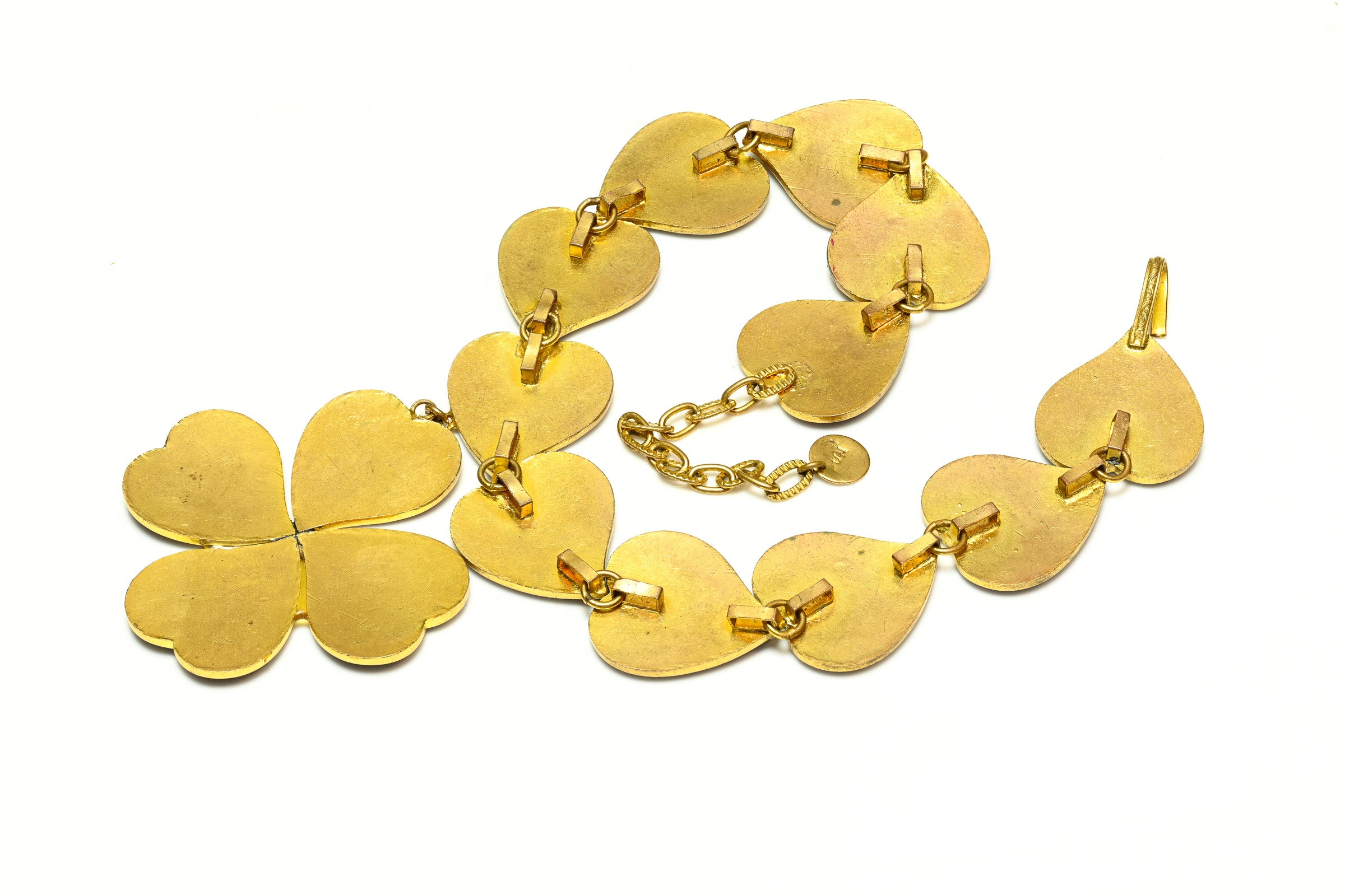 Yves Saint Laurent Couture Enamel Clover Heart Necklace