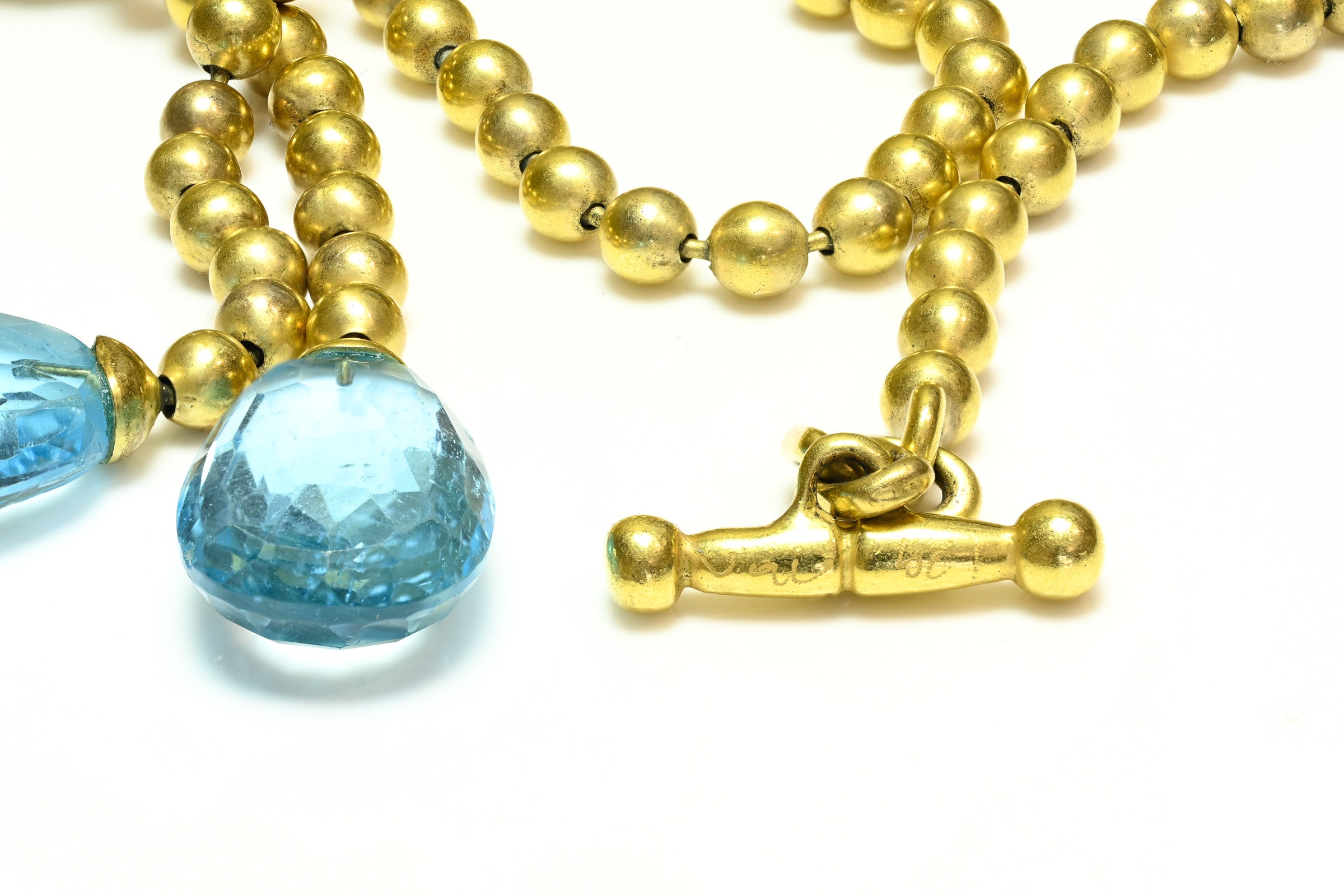 Vaubel Gold Plated Blue Semiprecious Stone Chain Necklace