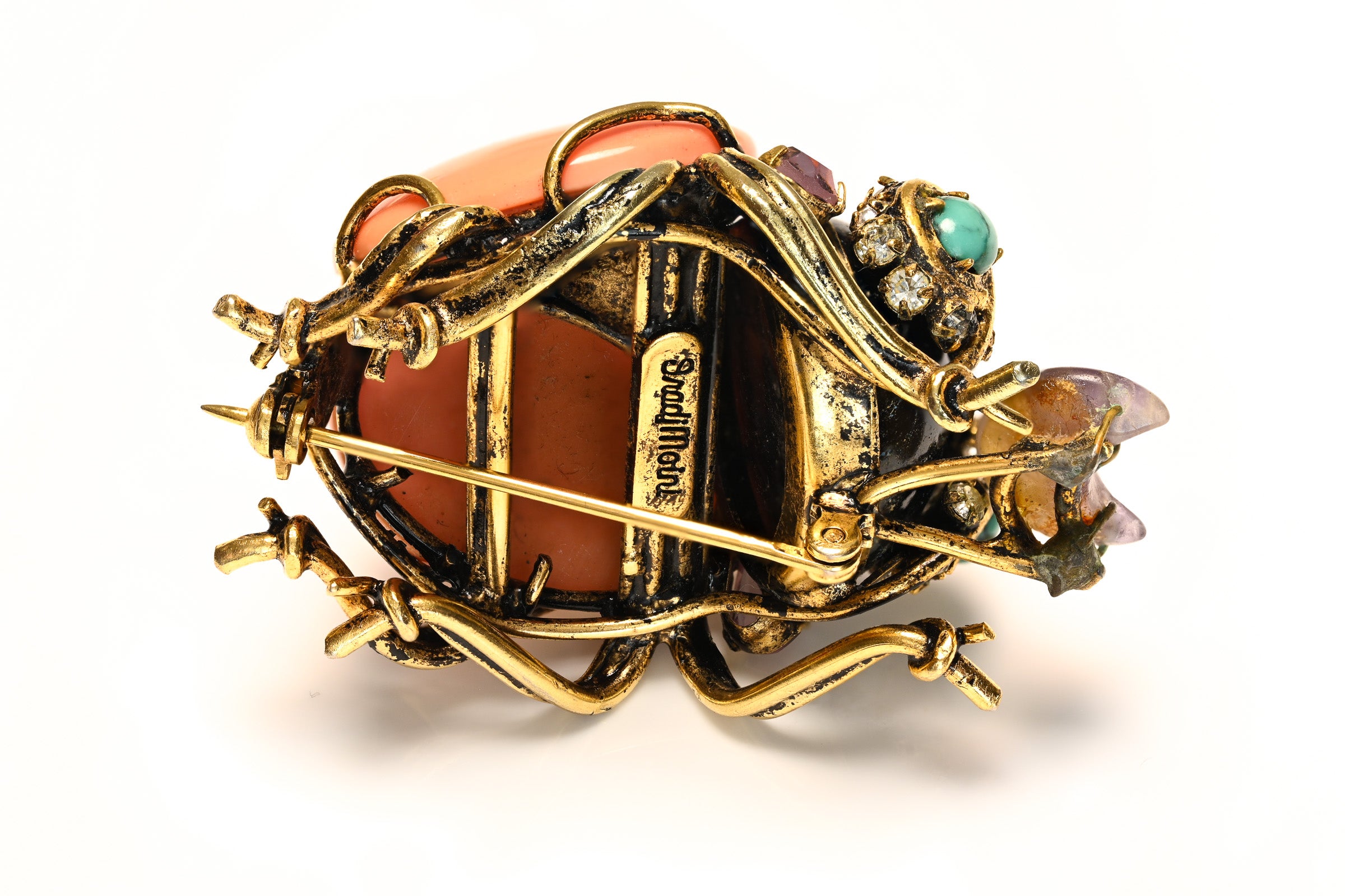 Iradj Moini Black Orange Turquoise Bug Brooch