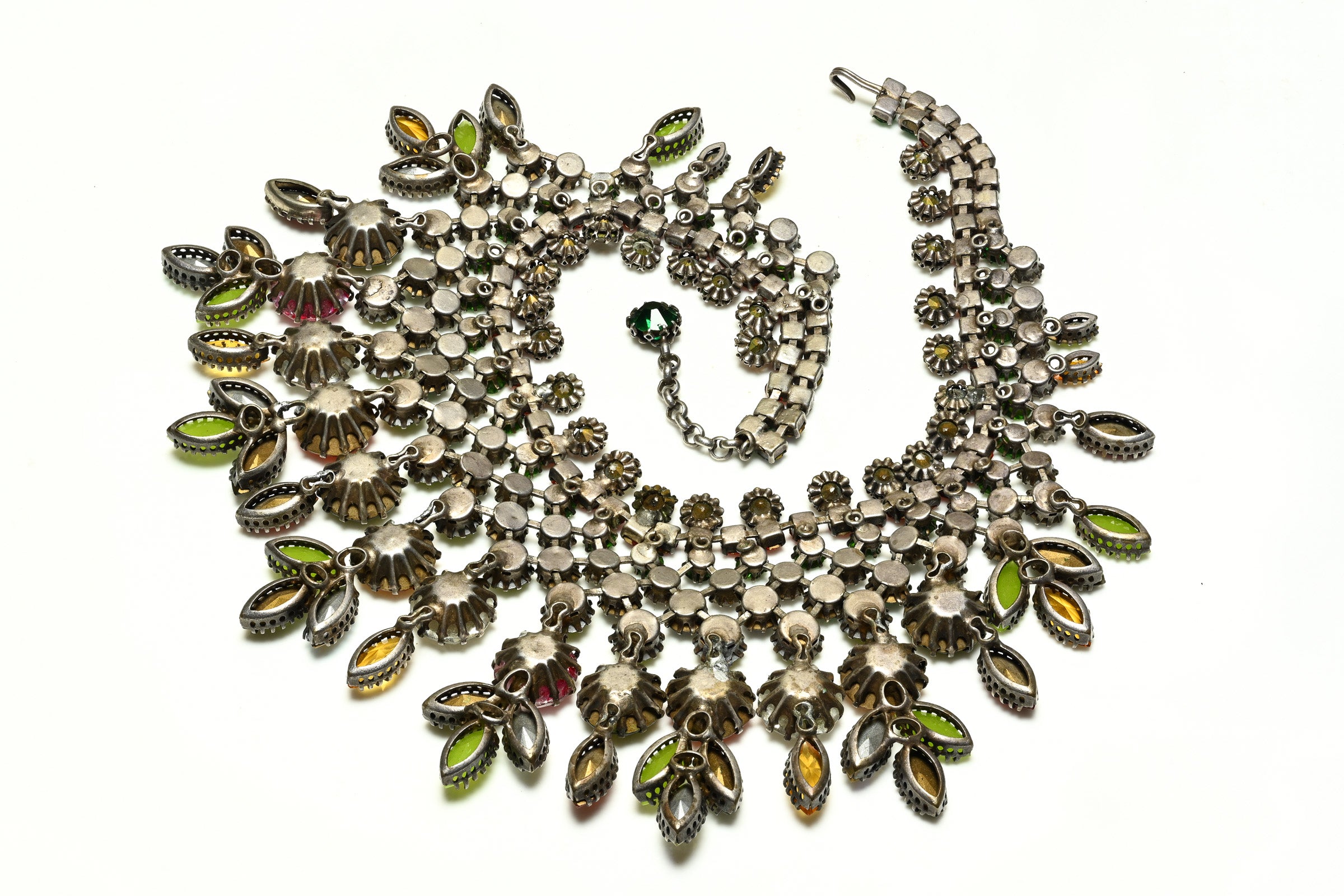 Vintage Countess Cissy Zoltowska CIS Green Pink Orange Crystal Necklace 2
