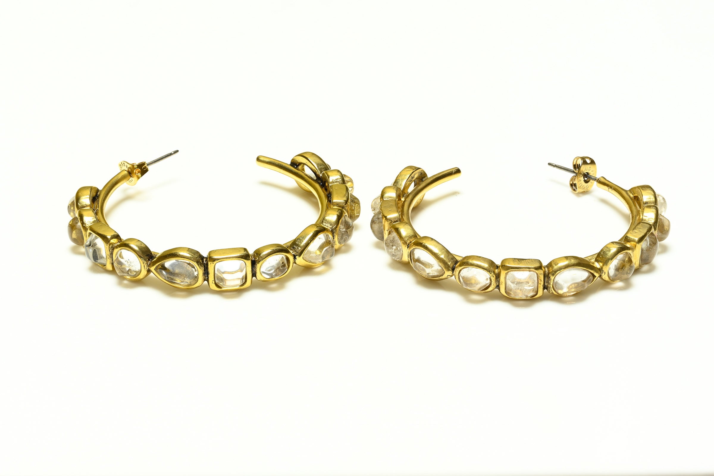 Robert Goossens Gold Plated Rock Crystal Hoop Earrings 2