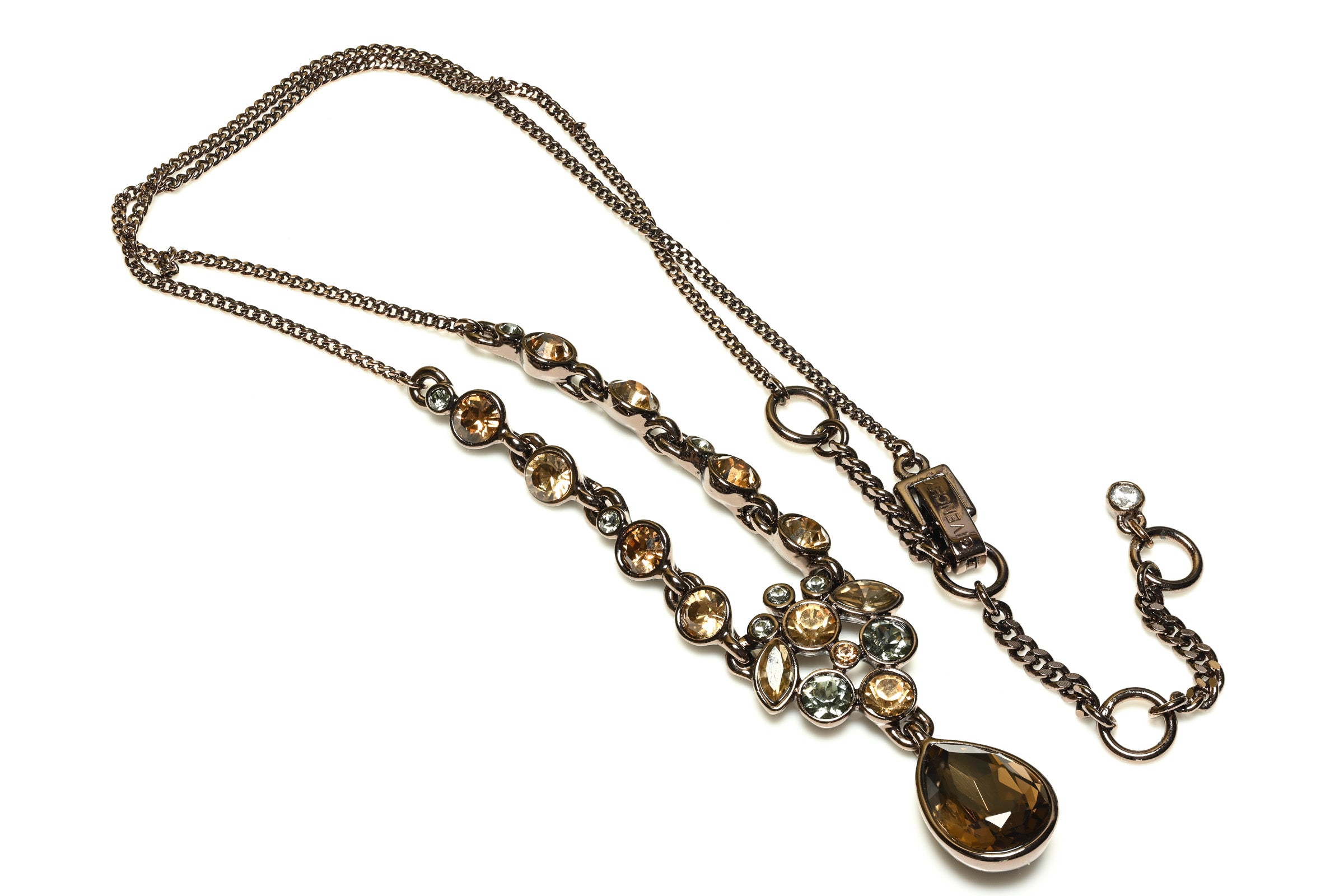 Givenchy Paris Brown Crystal Chain Pendant Necklace 2