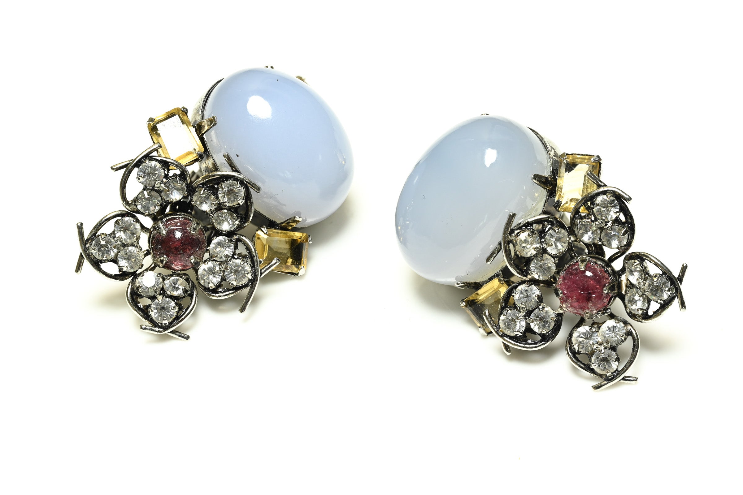 Iradj Moini Citrine Red Glass Crystal Flower Earrings 1