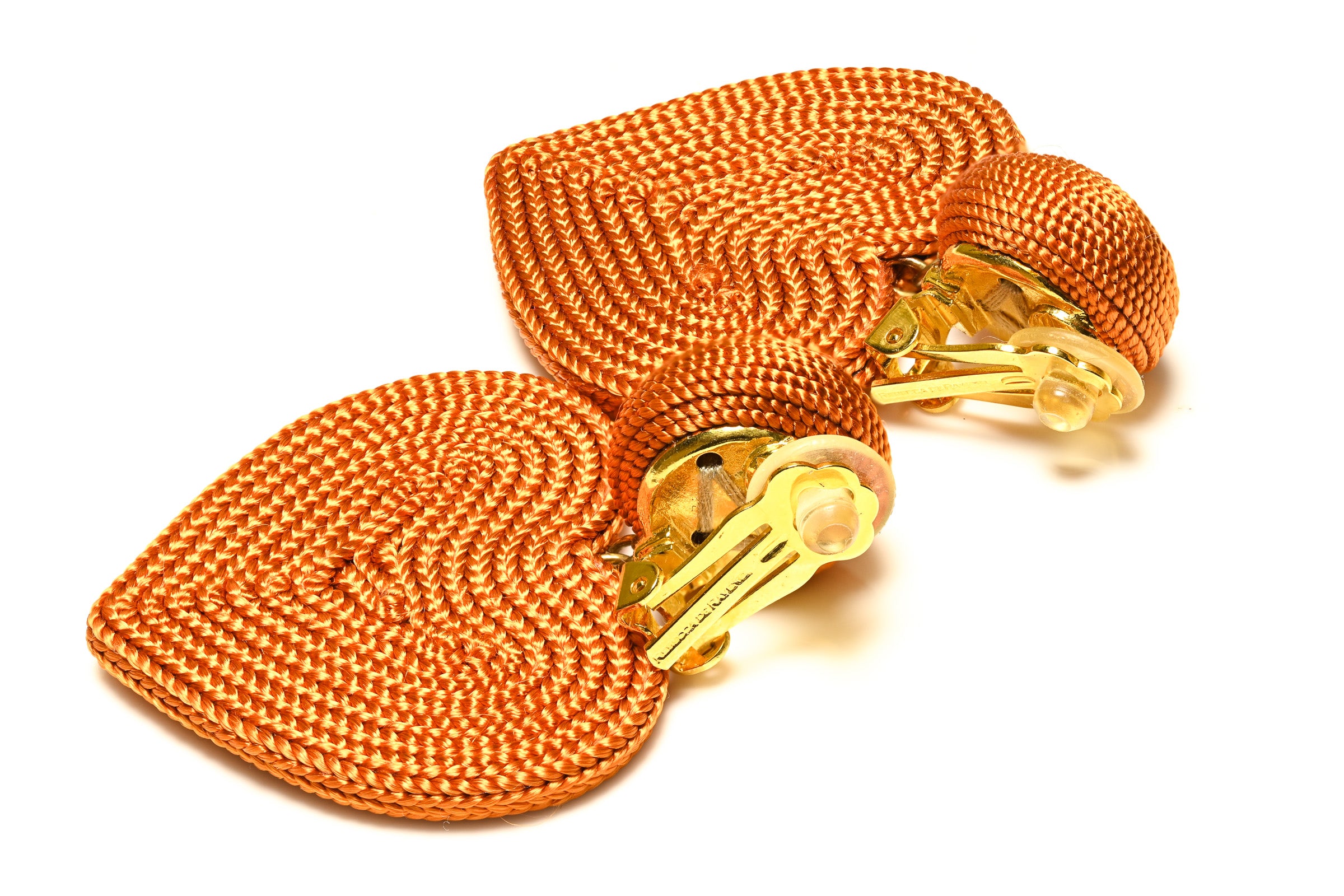 Rebecca de Ravanel Orange Heart Silk-like Drop Earrings 2
